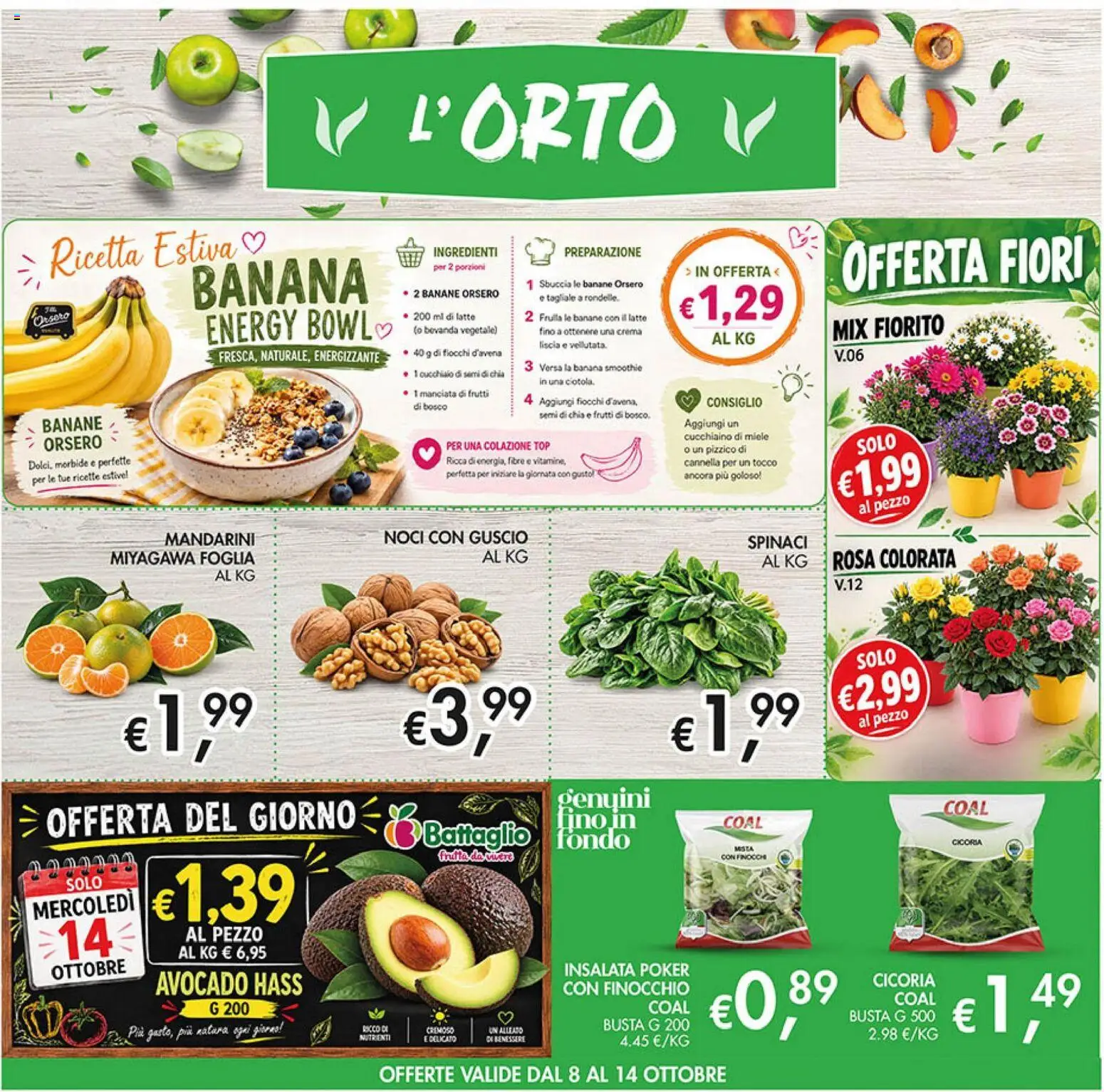 Volantino Coal del 08/10/2026 | Pagina: 2 | Prodotti: Banane, Spinaci, Finocchi, Miele