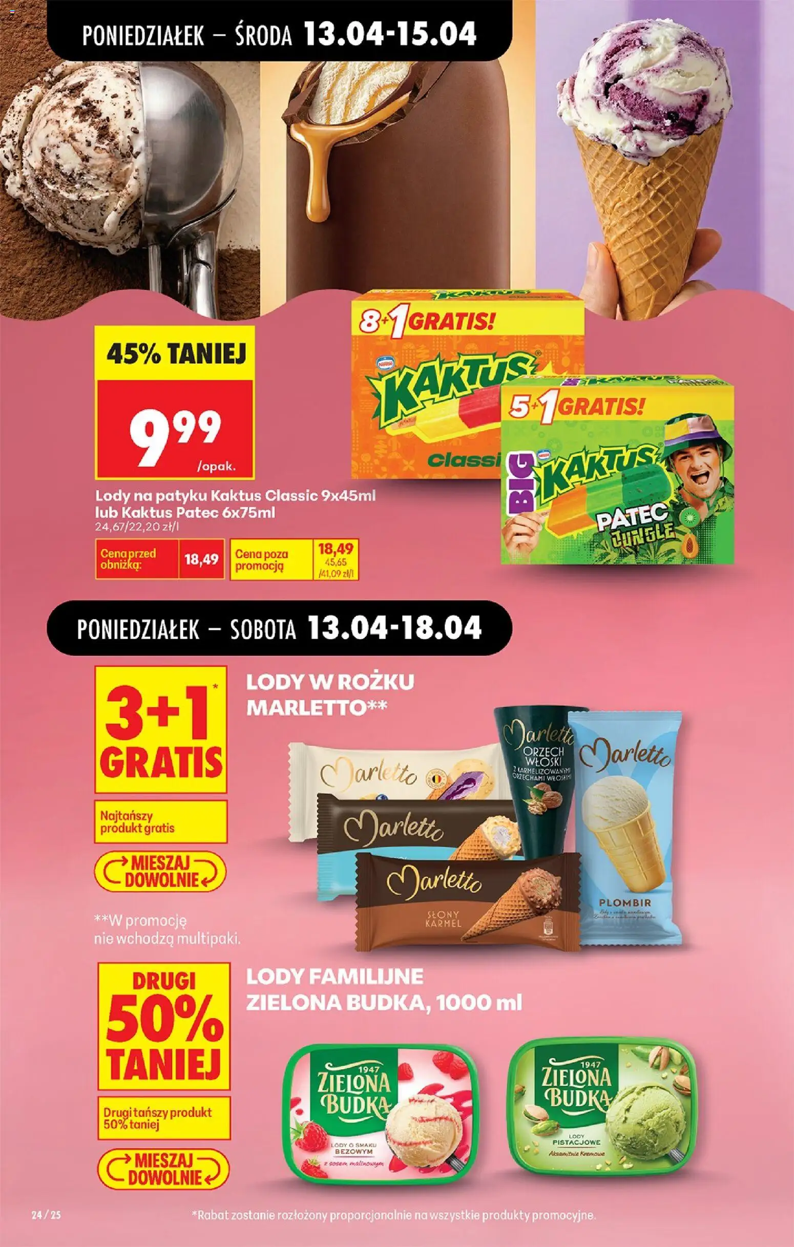 Biedronka gazetka od poniedziałku od 13.04.2026 | Strona: 30 | Produkty: Ziemniaczki, Lody Marletto, Lody proteinowe, Warzywa