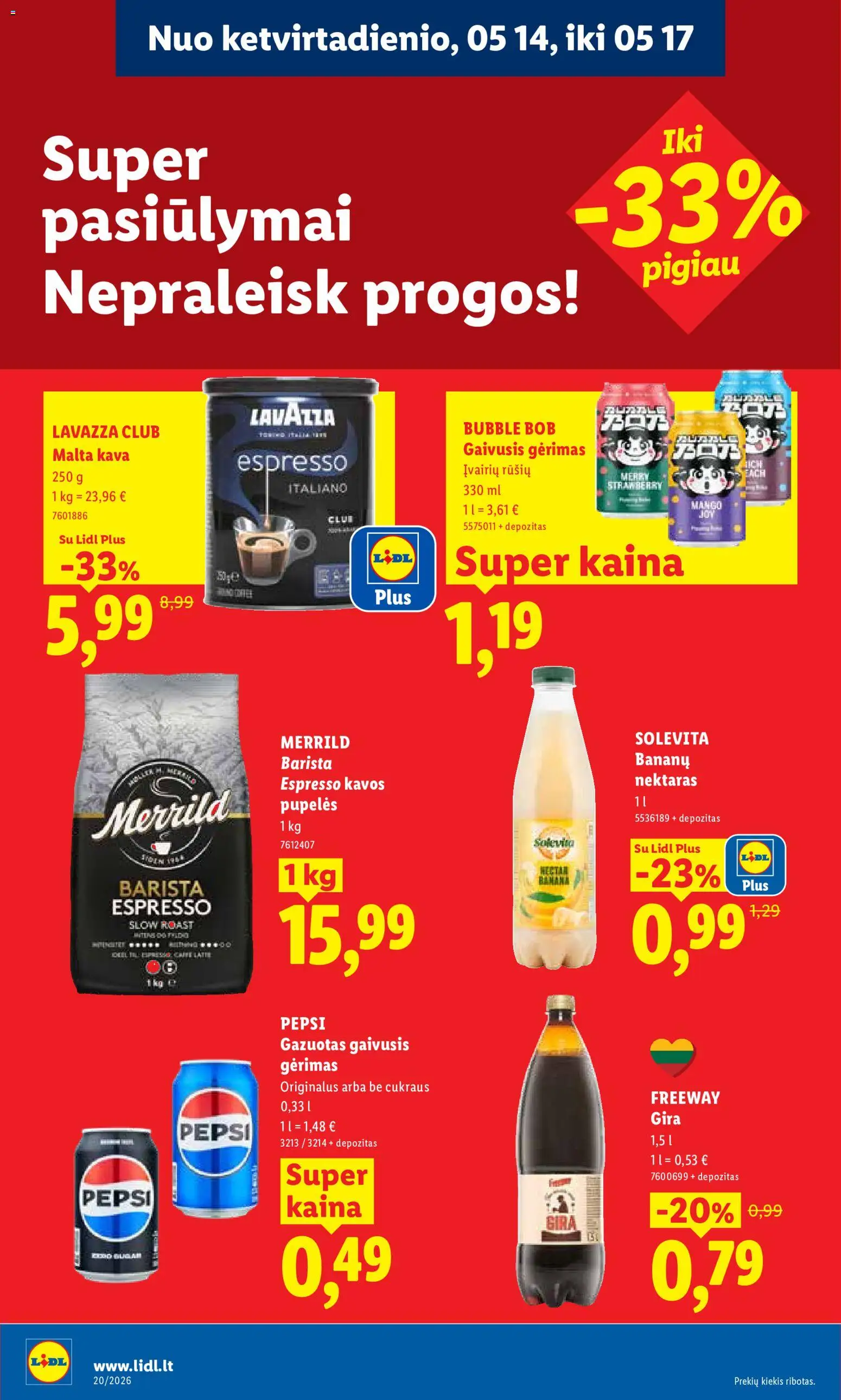 LIDL akcijos nuo 11.05.2026 | Puslapis: 36 | Prekių: Gaivusis gėrimas, Pupelės, Kava