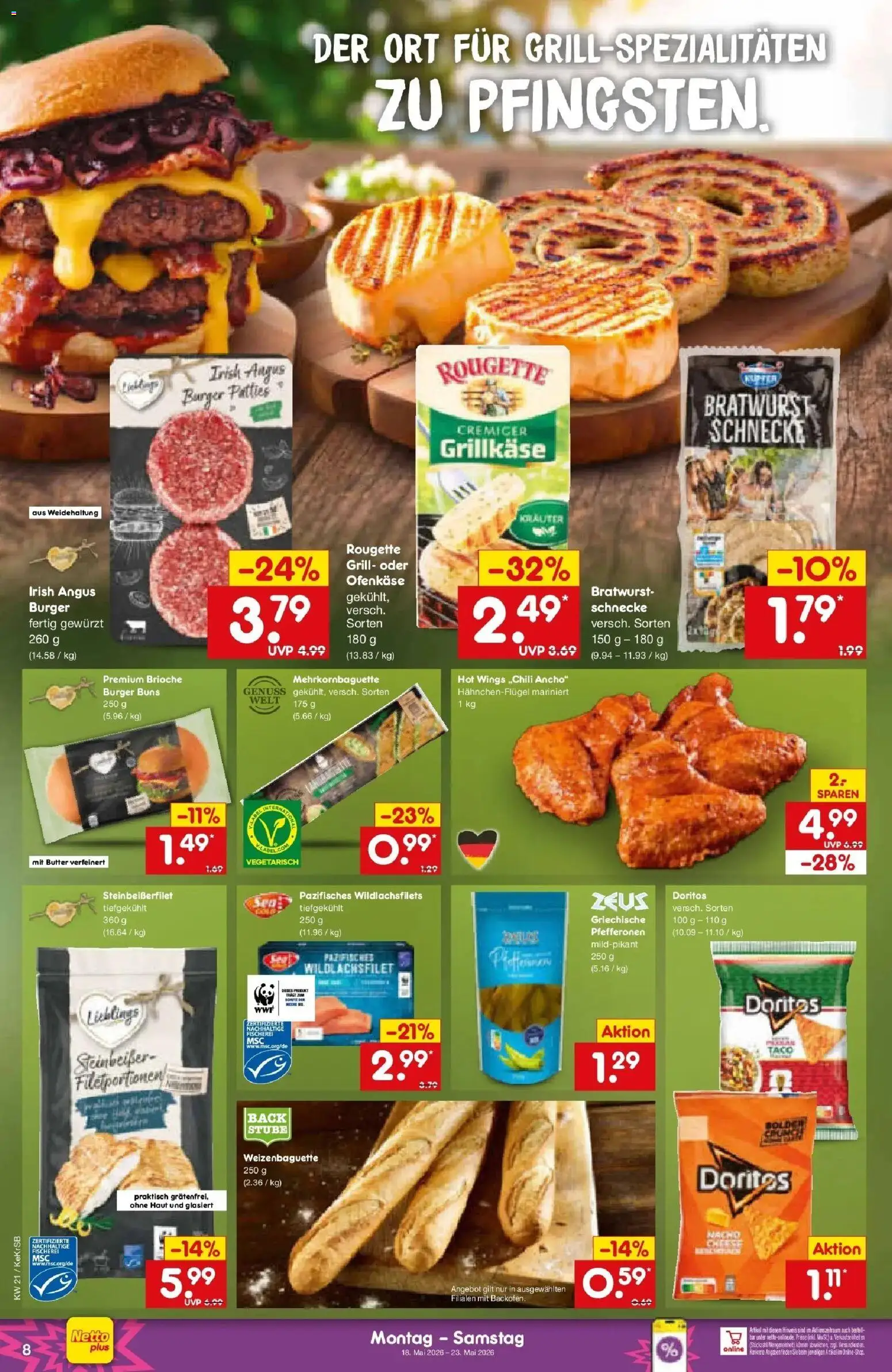 Netto Marken-Discount Prospekt Bonn	 – gültig ab 17.05.2026 | Seite: 8 | Produkte: Grill, Butter, Bratwurst, Burger