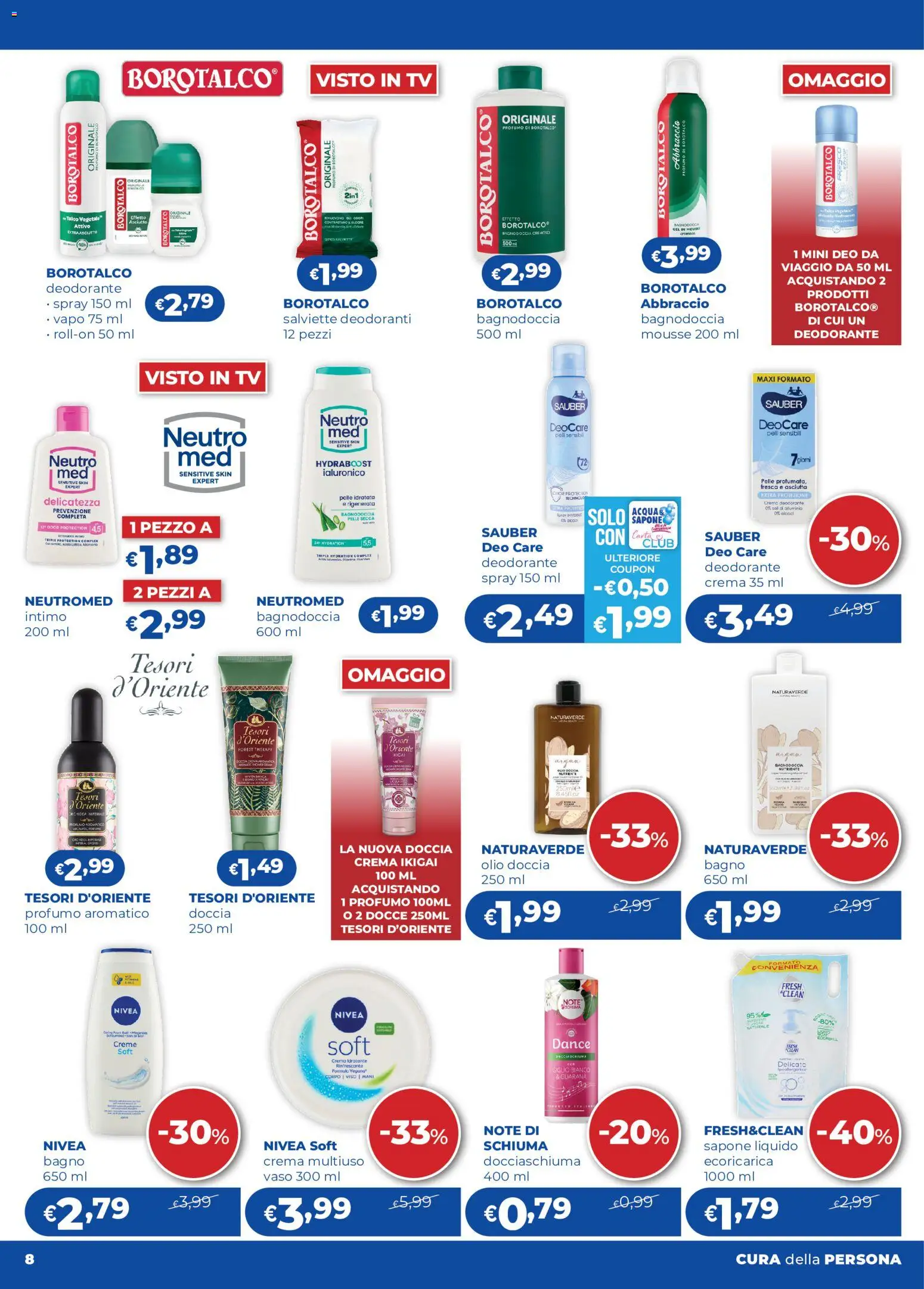 Volantino Acqua e Sapone del 02/11/2026 | Pagina: 8 | Prodotti: Schiuma, Talco, Vaso, Profumo