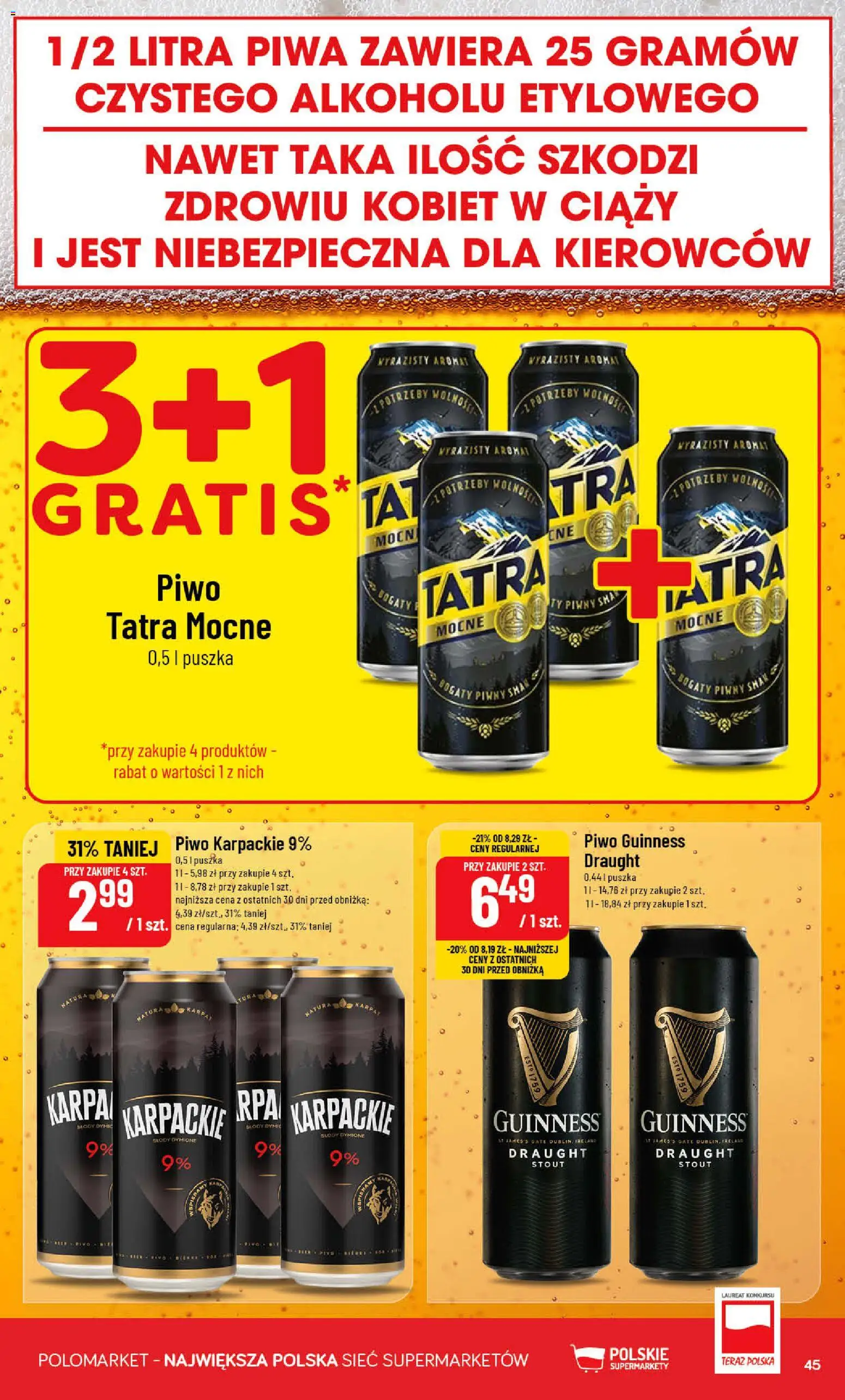 POLOmarket gazetka od 01.07.2026 | Strona: 45 | Produkty: Piwo Guinness, Guinness, Piwo