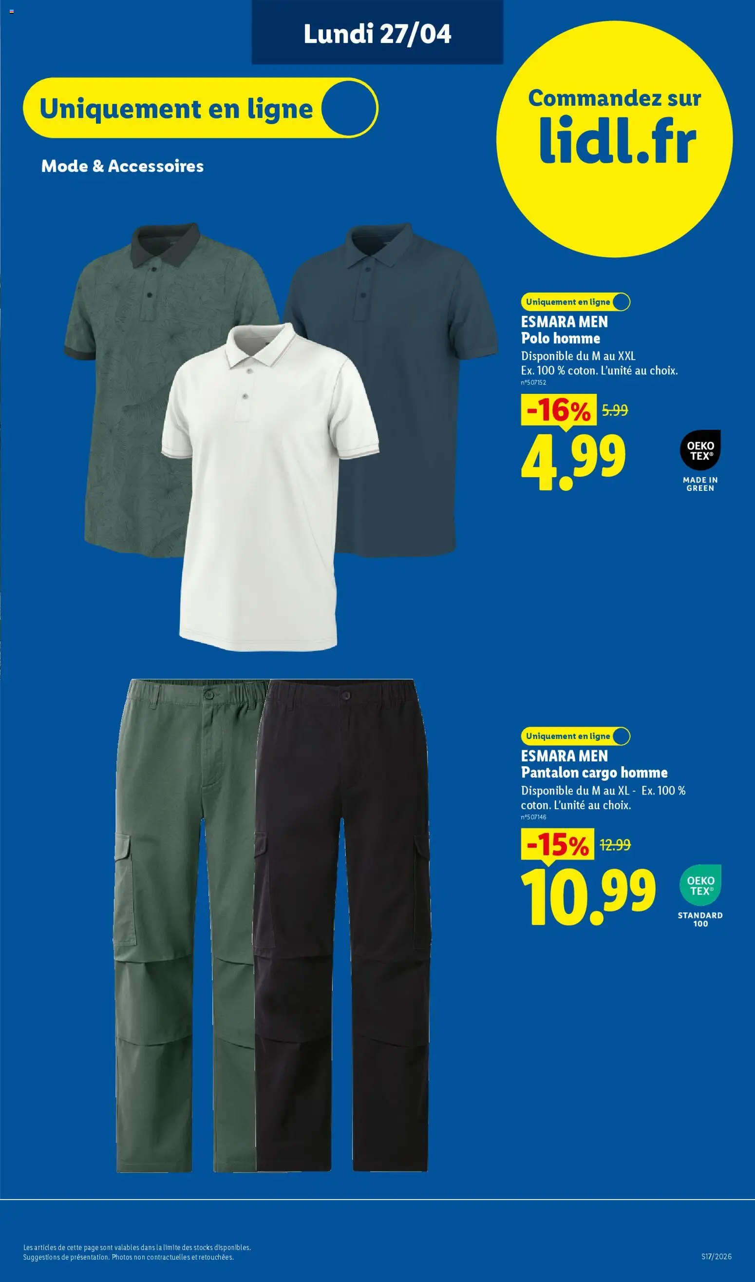 {H1} | Page: 15 | Produits: Polo, Pantalon