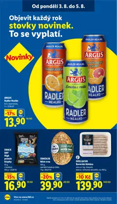Náhled letáku ARGUS Radler Nealko, 0,5 l, různé druhy, 1 l = 27,80 Kč od 03.08.2026 | Strana: 32
