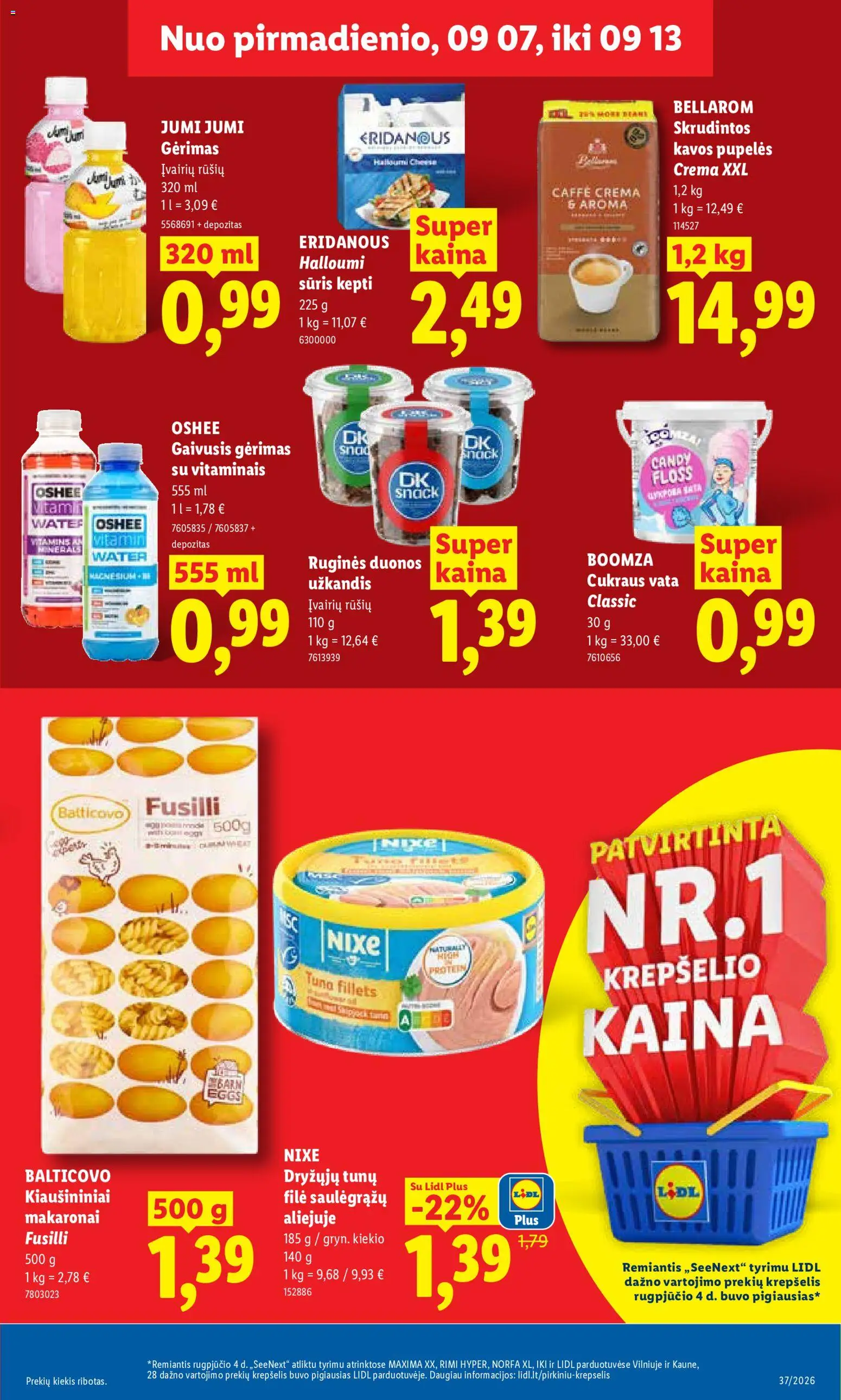 LIDL akcijos nuo 2026.09.07 | Puslapis: 15 | Prekių: Pupelės, Sūris, Makaronai, Vata