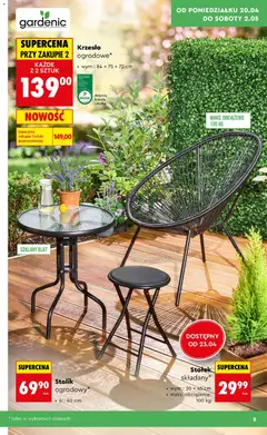 Pogląd oferty "Krzesło ogrodowe*, wym.: 84 x 75 x 72 cm, maks. obciążenie 130 kg, dotyczy krzesła i stołka" - ważna od 20.04.2026 | Strona: 5 | Produkty: Krzesło