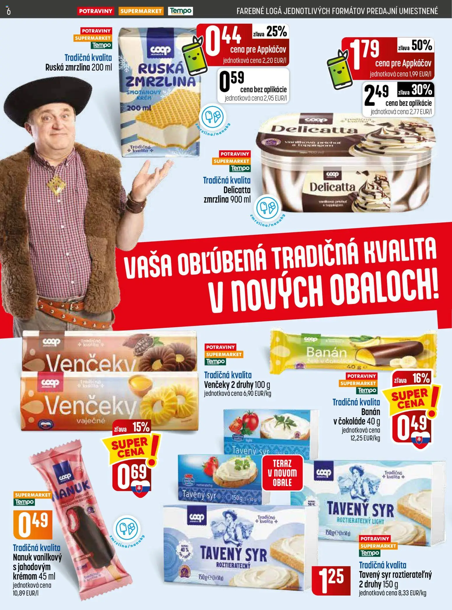 Nové COOP Jednota akcie – leták je platný od 03.09.2026 | Strana: 6 | Produkty: Syr, Venčeky, Nanuk, Tavený syr