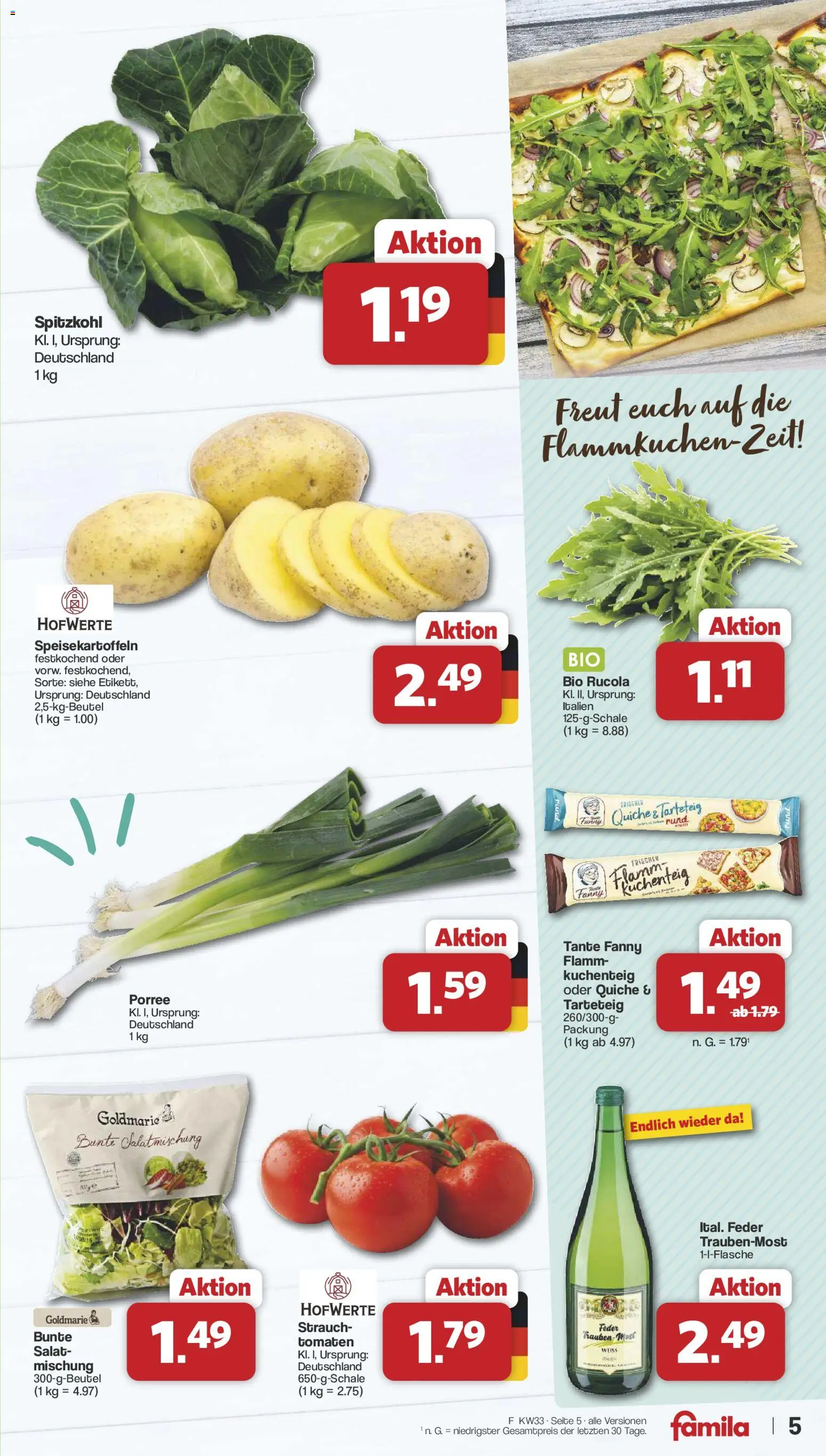 Famila Nordwest Prospekt – gültig ab 10.08.2026 | Seite: 5 | Produkte: Trauben, Rucola, Tomaten, Salat