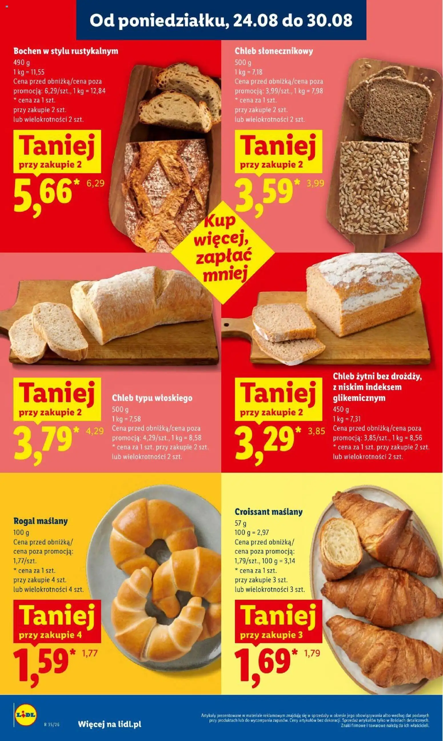 Lidl gazetka od 24.08.2026 | Strona: 44 | Produkty: Croissant, Rogal maślany, Chleb Słonecznikowy, Chleb