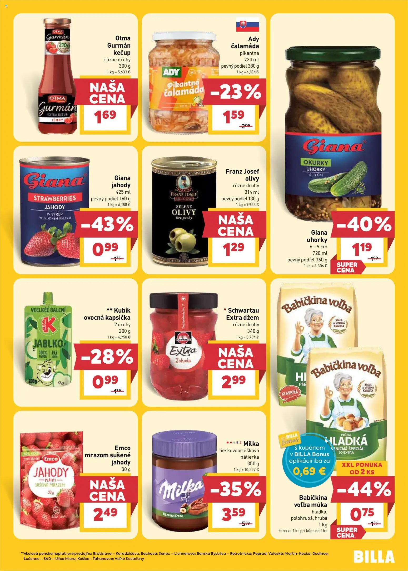 Nové Billa akcie – leták je platný od 17.06.2026 | Strana: 15 | Produkty: Kečup, Múka, Milka, Uhorky