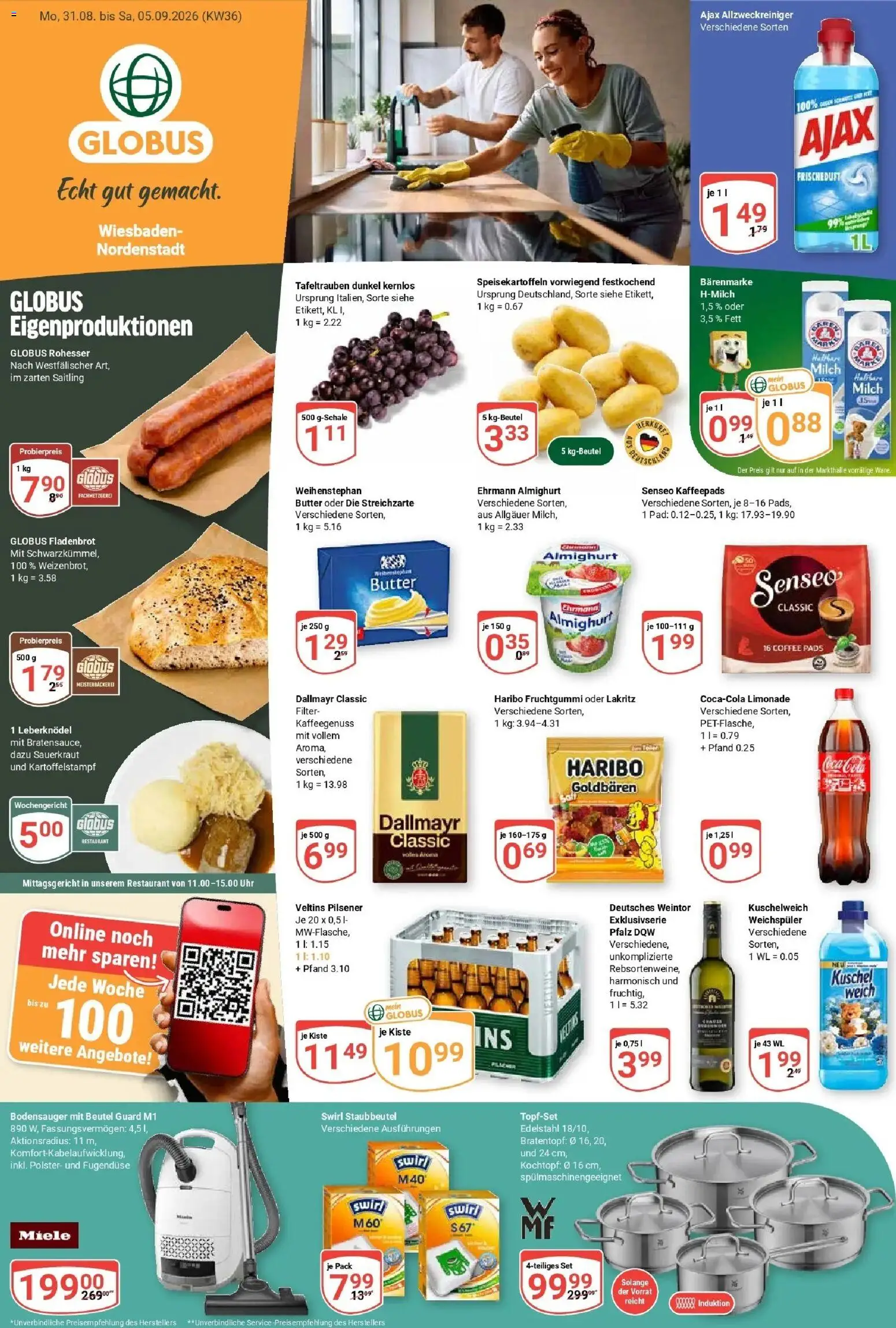 Globus Prospekt Wiesbaden-Nordenstadt (ab 31.08.2026) » Angebote online | Seite: 5 | Produkte: Leberknödel, Dallmayr, Senseo kaffeepads, Uhr