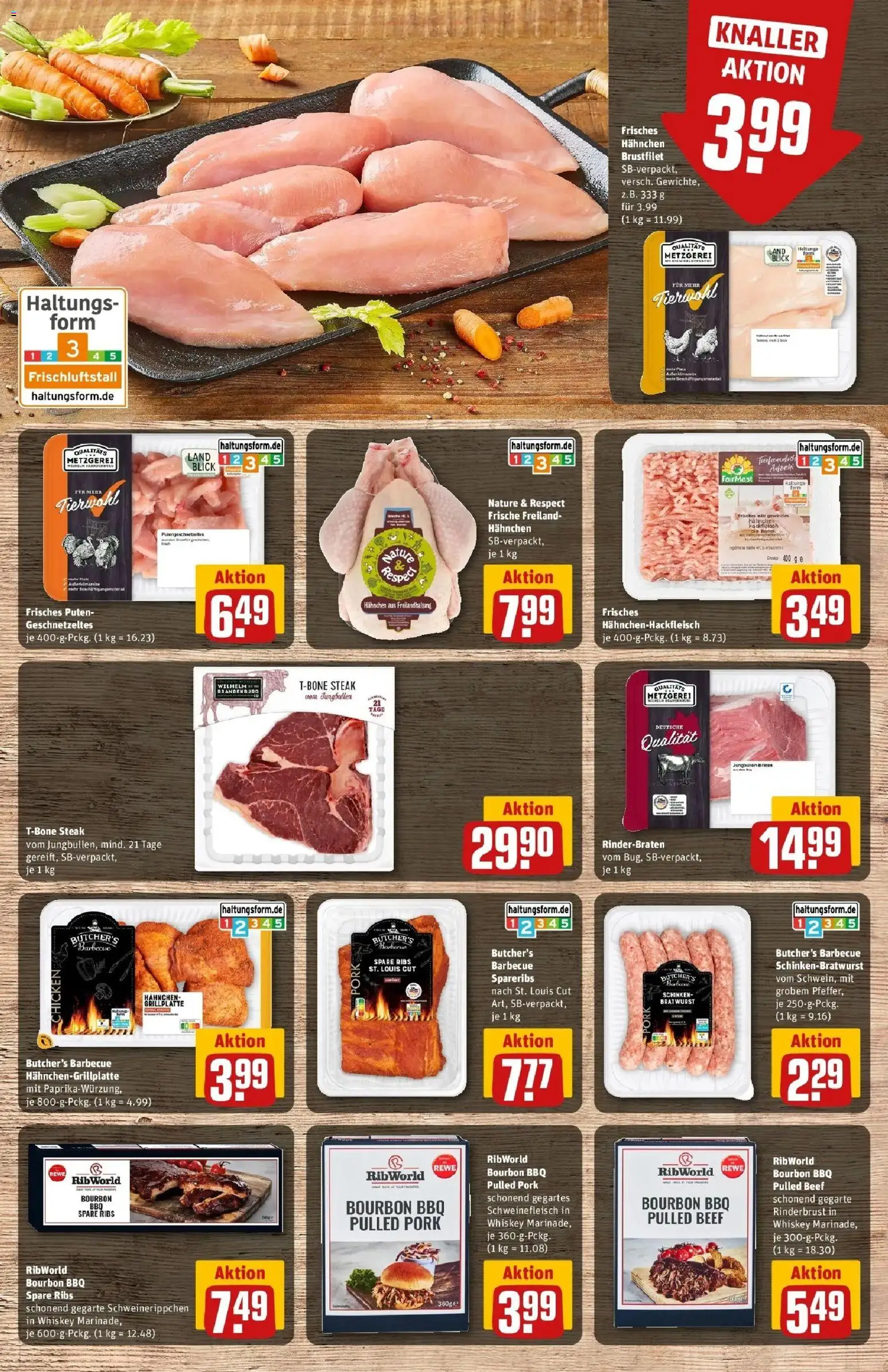 REWE Prospekt ab 17.08.2026 zum Blättern » Angebote | Seite: 11 | Produkte: Rinderbraten, Schweinefleisch, Steak, Bourbon