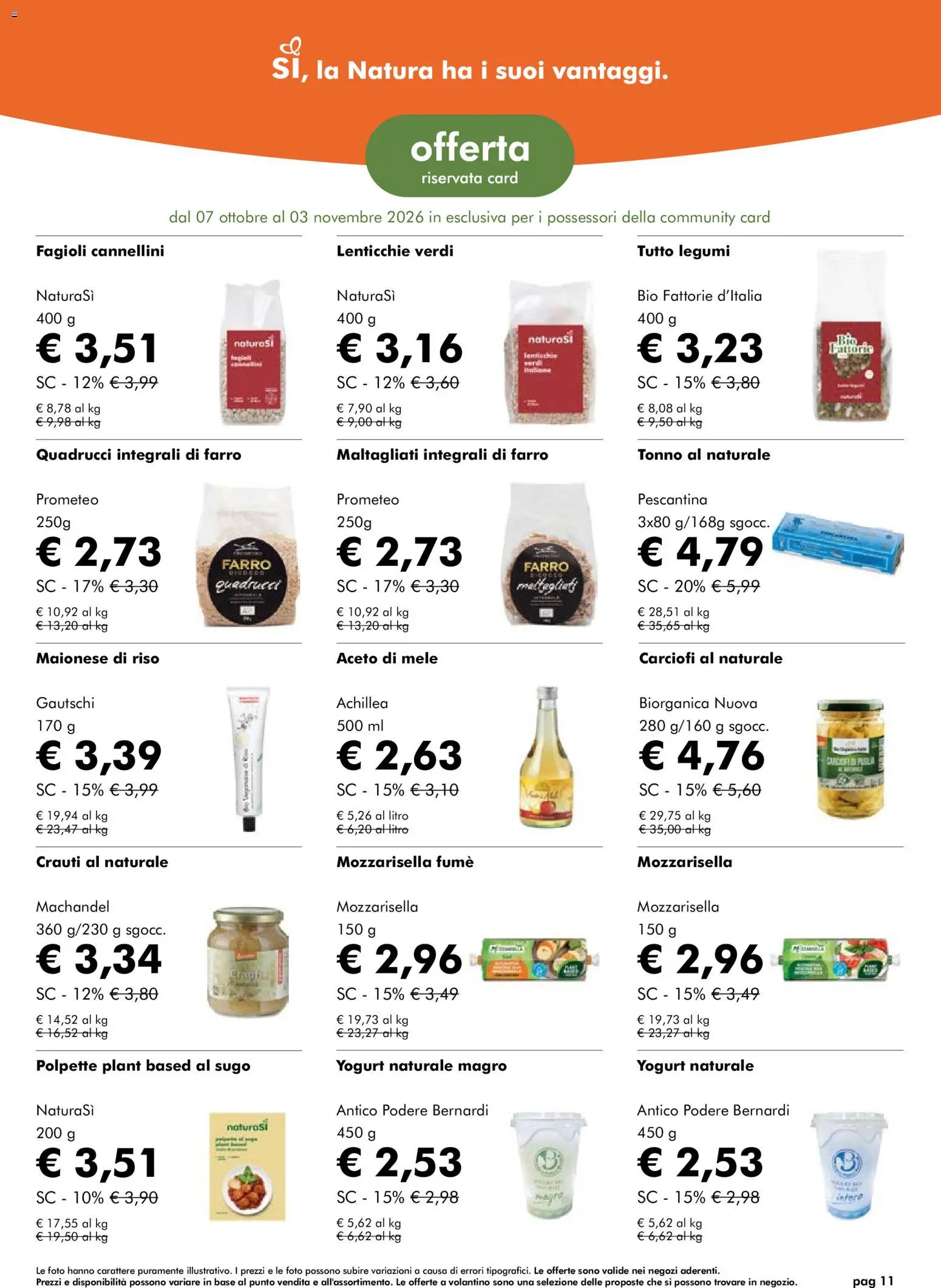 Volantino Natura Sì del 07/10/2026 | Pagina: 11 | Prodotti: Aceto di mele, Maionese, Aceto, Polpette