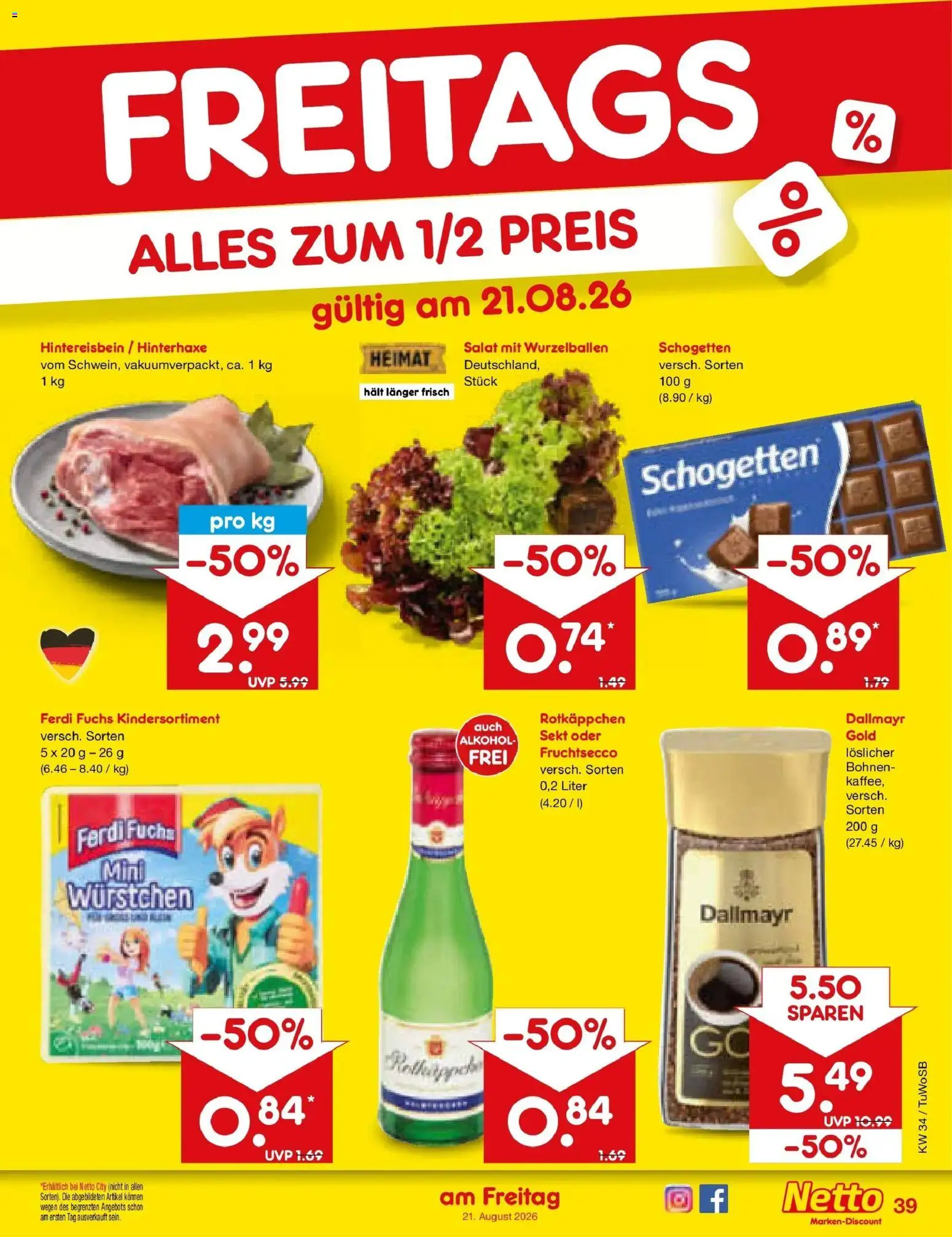 Netto Marken-Discount Prospekt Mannheim – gültig ab 17.08.2026 | Seite: 61 | Produkte: Sekt, Dallmayr, Rotkäppchen, Schogetten
