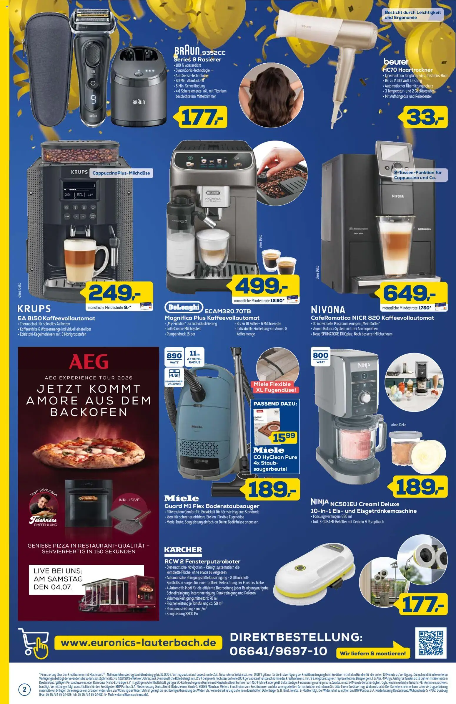 Euronics  Aktueller Prospekt – gültig ab 04.07.2026 | Seite: 2 | Produkte: Rasierer, Pizza, Kaffeevollautomat, Eis