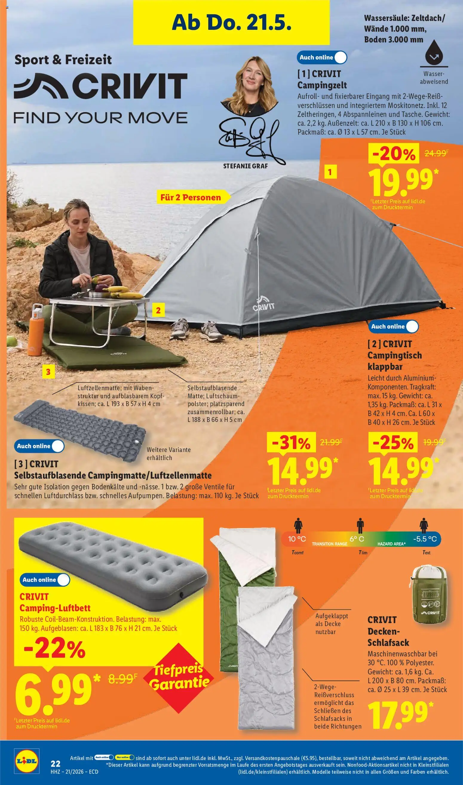 Lidl Prospekt – gültig ab 18.05.2026 | Seite: 42 | Produkte: Gewicht, Decke, Schlafsack, Wasser