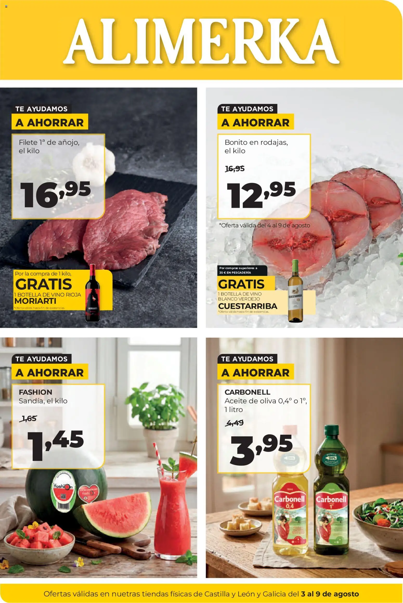 Alimerka folleto Castilla y León │ válido desde el 03/08/2026 | Página: 1 | Productos: Aceite, Té, Aceite de oliva, Filete