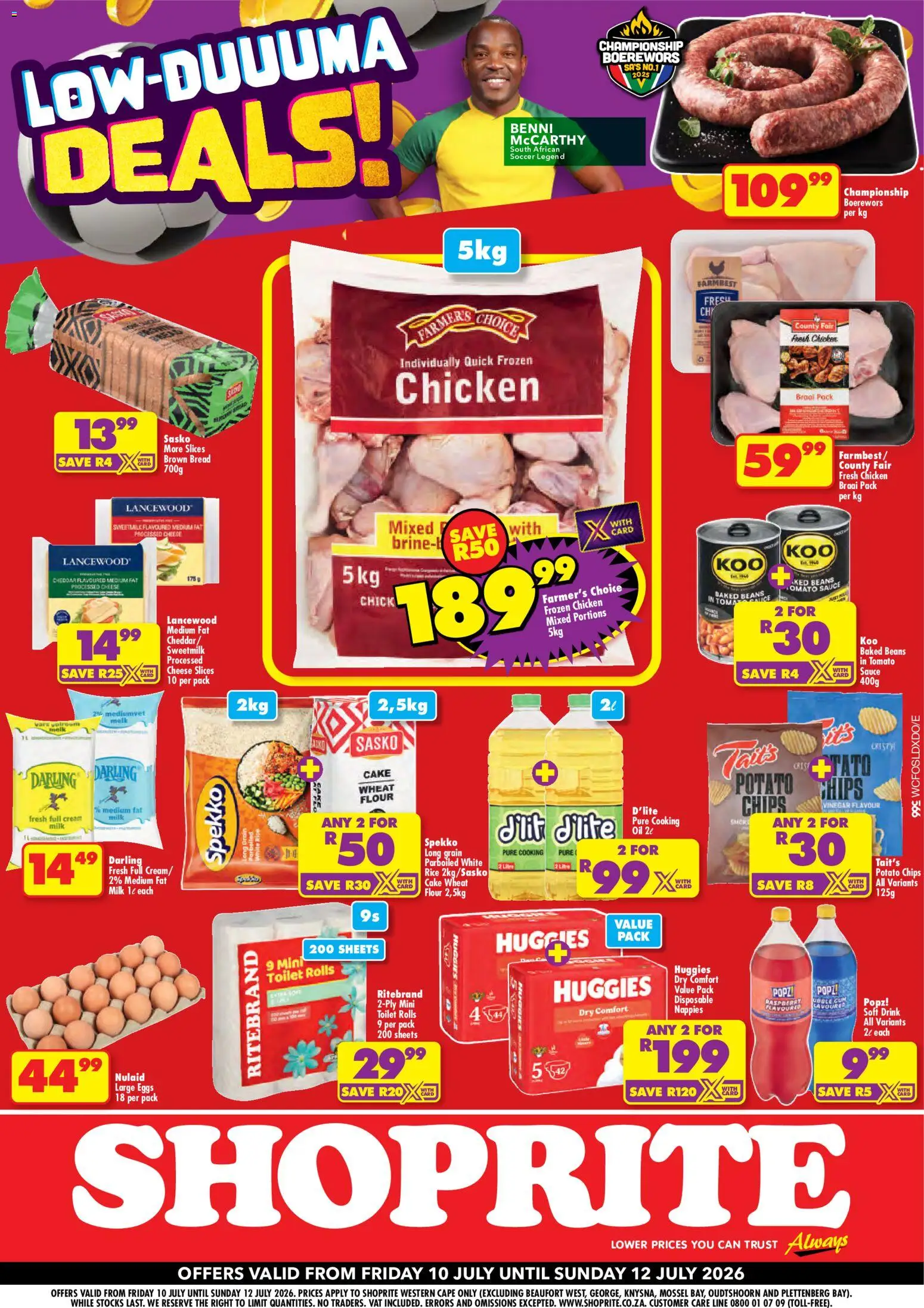 New Shoprite catalogue – valid from 10/07/2026 | Page: 1 | Products: Baked beans, Toilet, Cheese, Rice