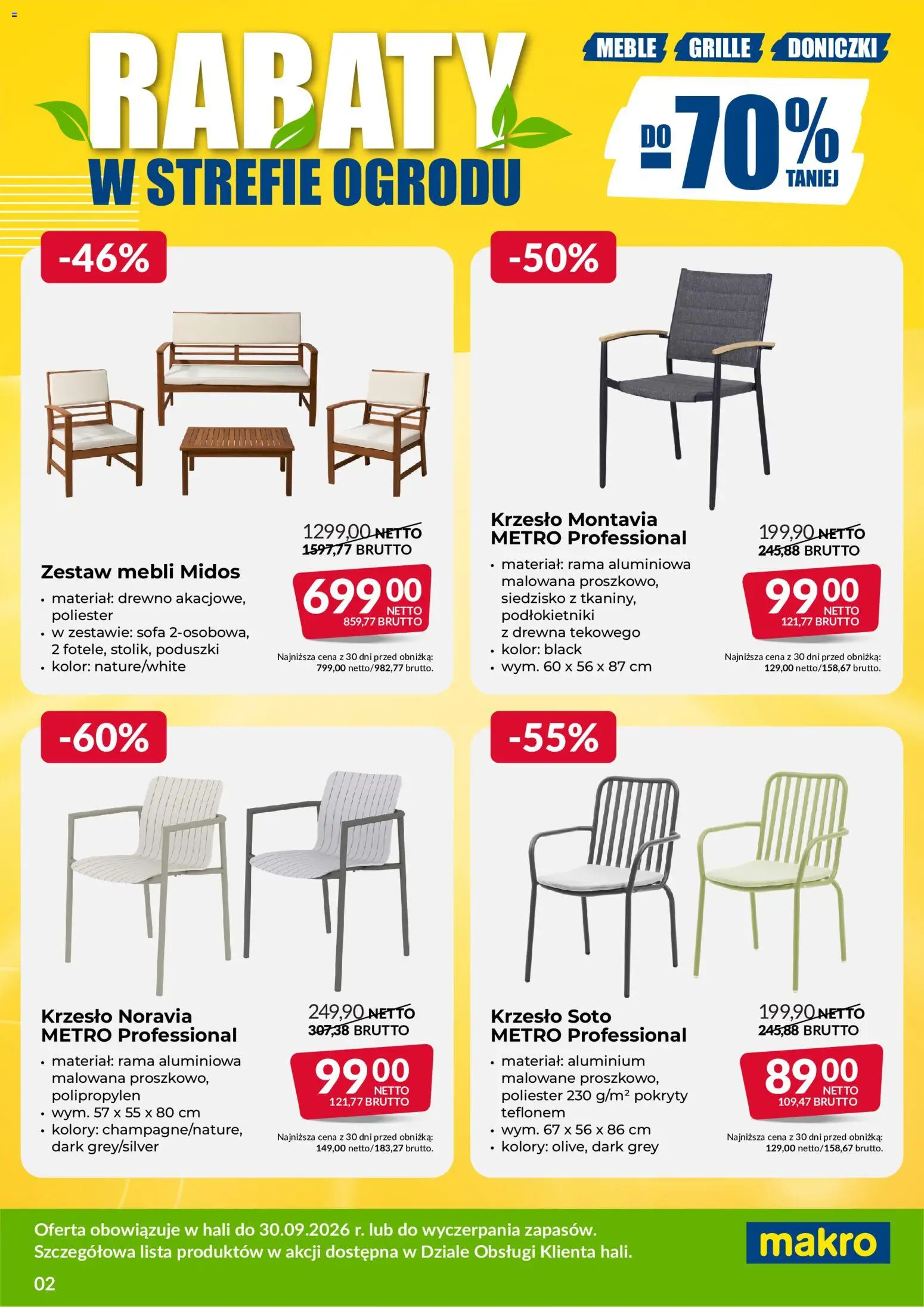 Makro gazetka - Wyprzedaż ogrodowa od 01.08.2026 | Strona: 2 | Produkty: Sofa, Krzesło, Doniczki