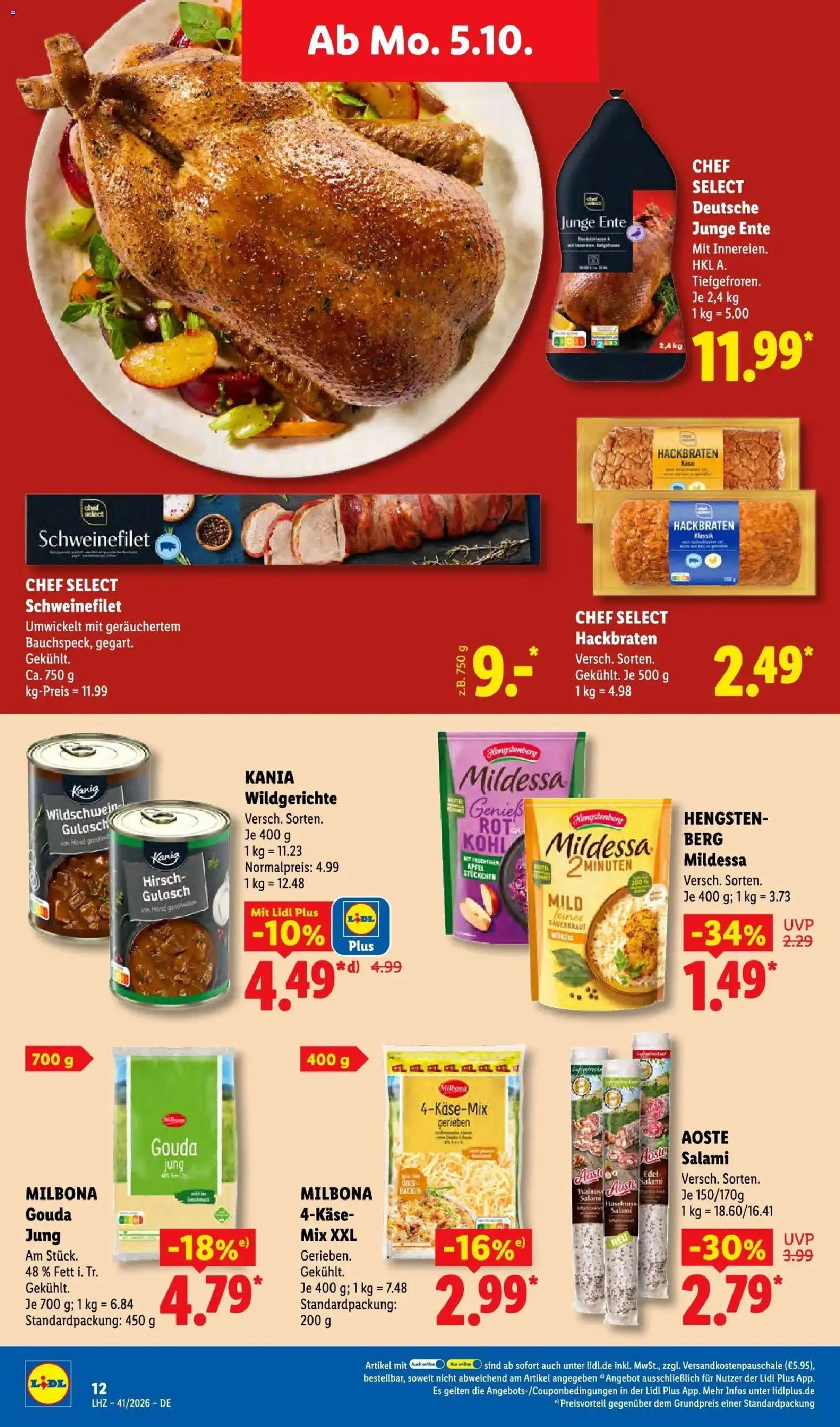 Lidl Prospekt München-laim (ab 05.10.2026) zum Blättern » Angebote | Seite: 22 | Produkte: Gouda, Äpfel, Gulasch, Ente