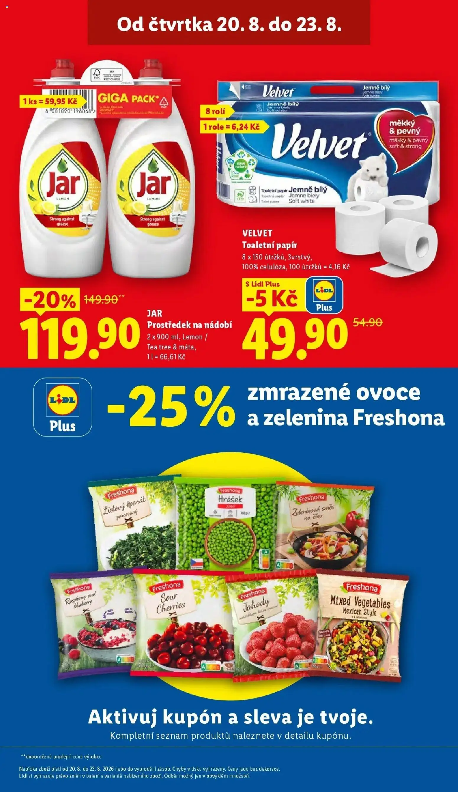 Lidl leták od 20.08.2026 - Nový akční leták | Strana: 3 | Produkty: Nádobí, Velvet, Hrášek, Zeleninová směs