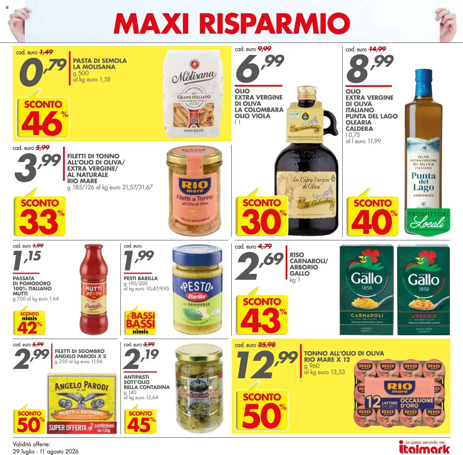 Volantino Italmark del 29/07/2026 | Pagina: 4 | Prodotti: Pasta, Pesto, Tonno, Penne