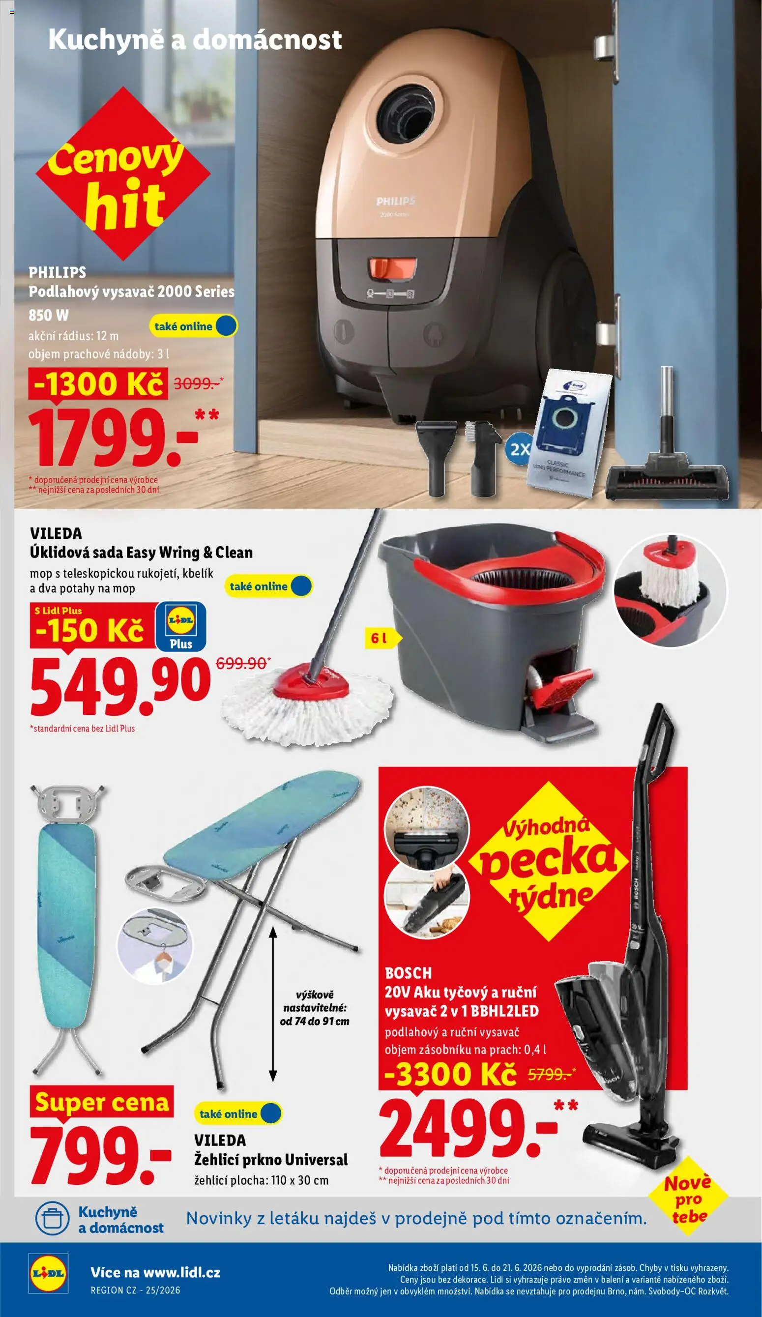 Lidl leták od 15.06.2026 | Strana: 36 | Produkty: Ruční vysavač, Žehlicí prkno, Vysavač, Kbelík