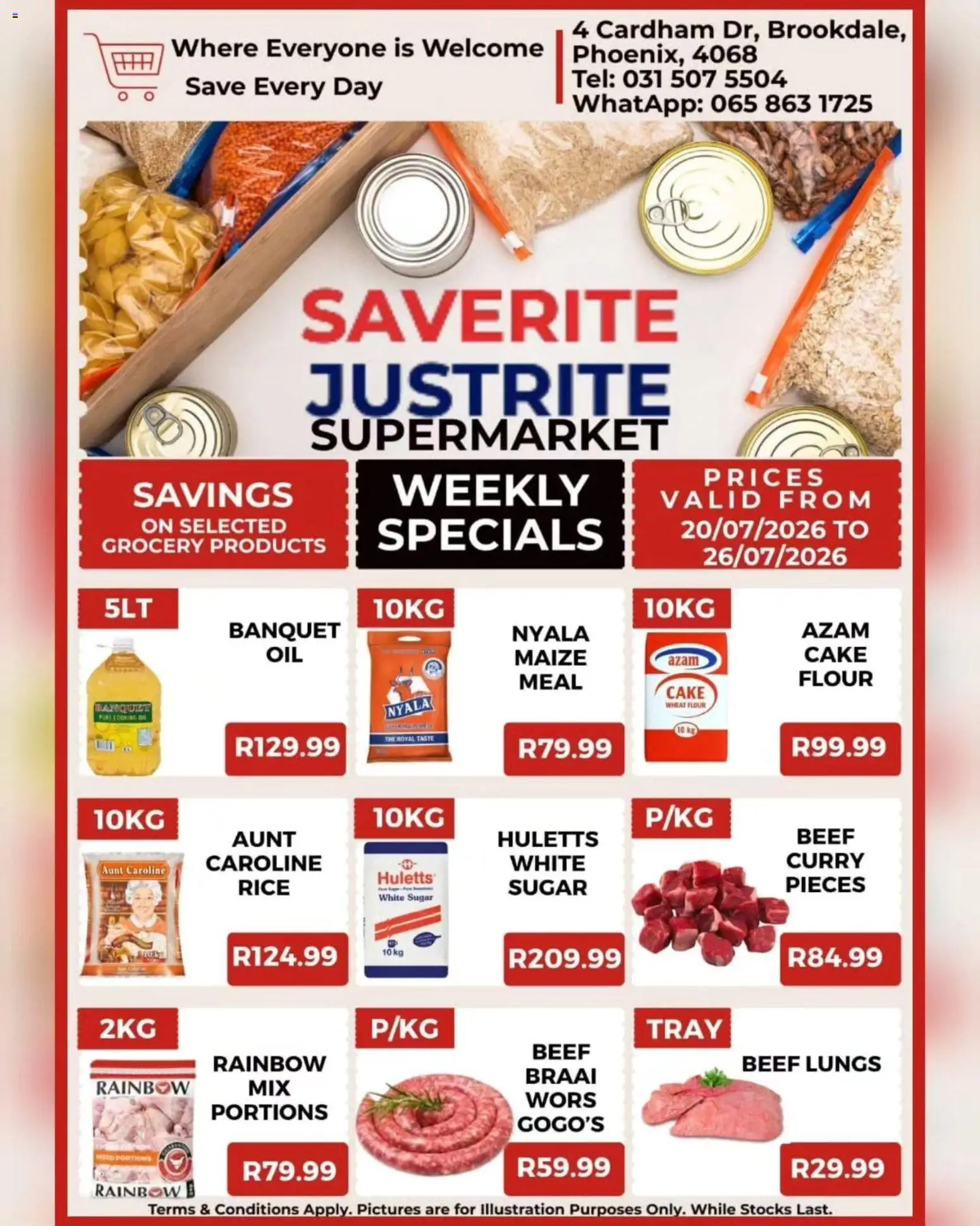 New Saverite catalogue – valid from 20/07/2026 | Page: 1 | Products: Cake, Tray, Rice, Sugar