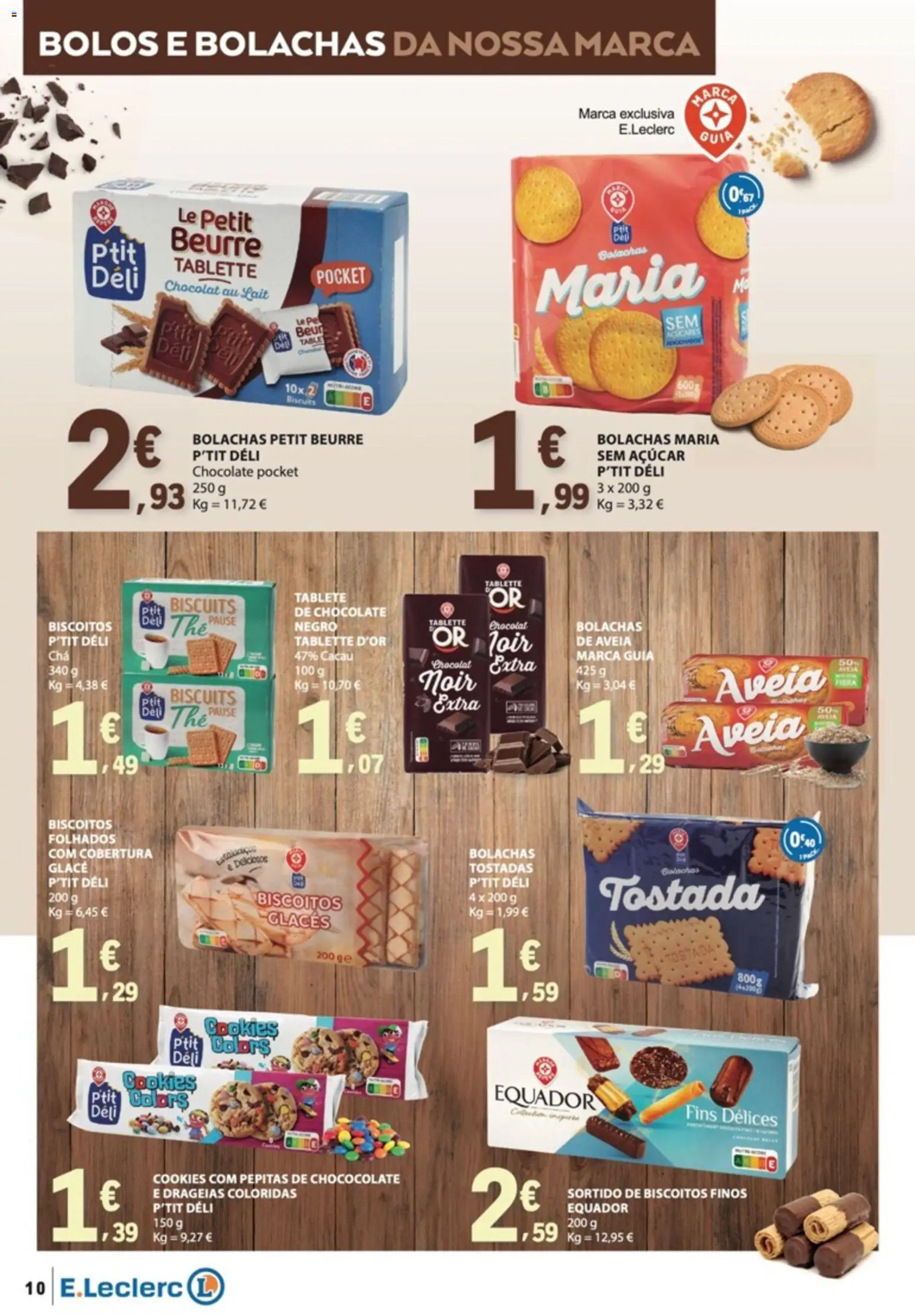 E.Leclerc folheto Bebidas Quentes │ válido de 27/10/2026 | Página: 10 | Produtos: Aveia, Bolachas, Chocolate, Açúcar