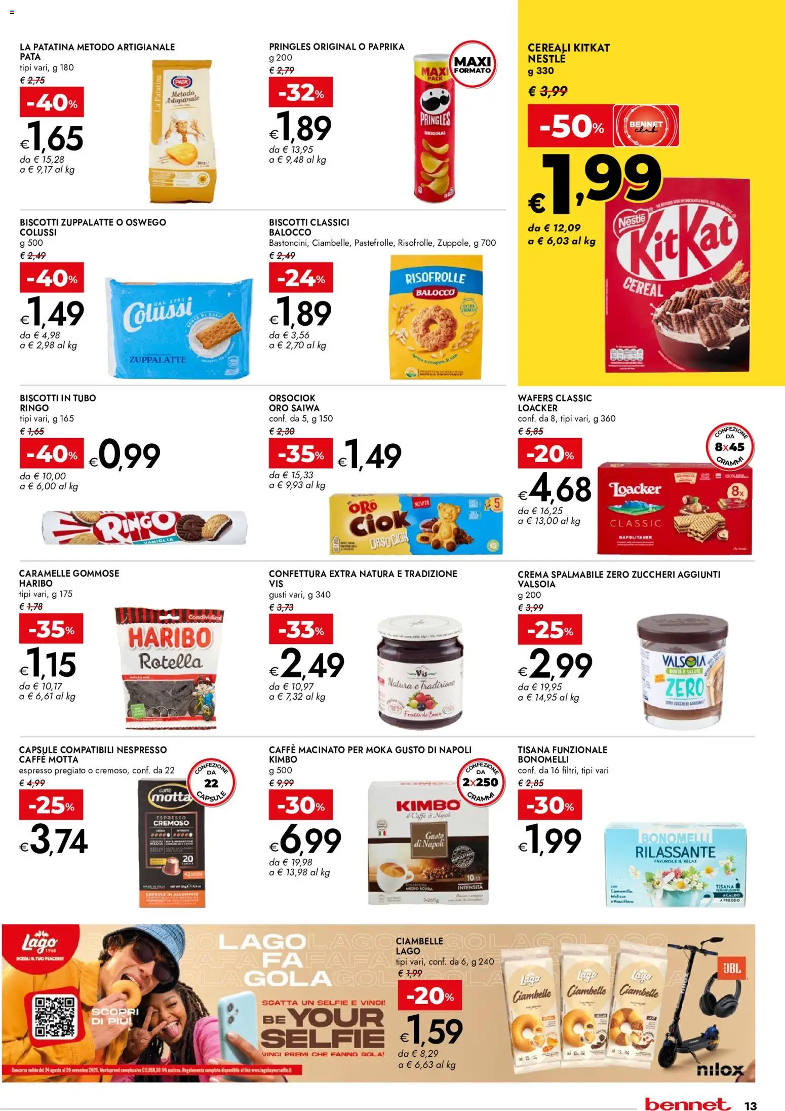 Volantino bennet del 27/08/2026 | Pagina: 13 | Prodotti: Tisana, Ciambelle, Cereali, Macinato