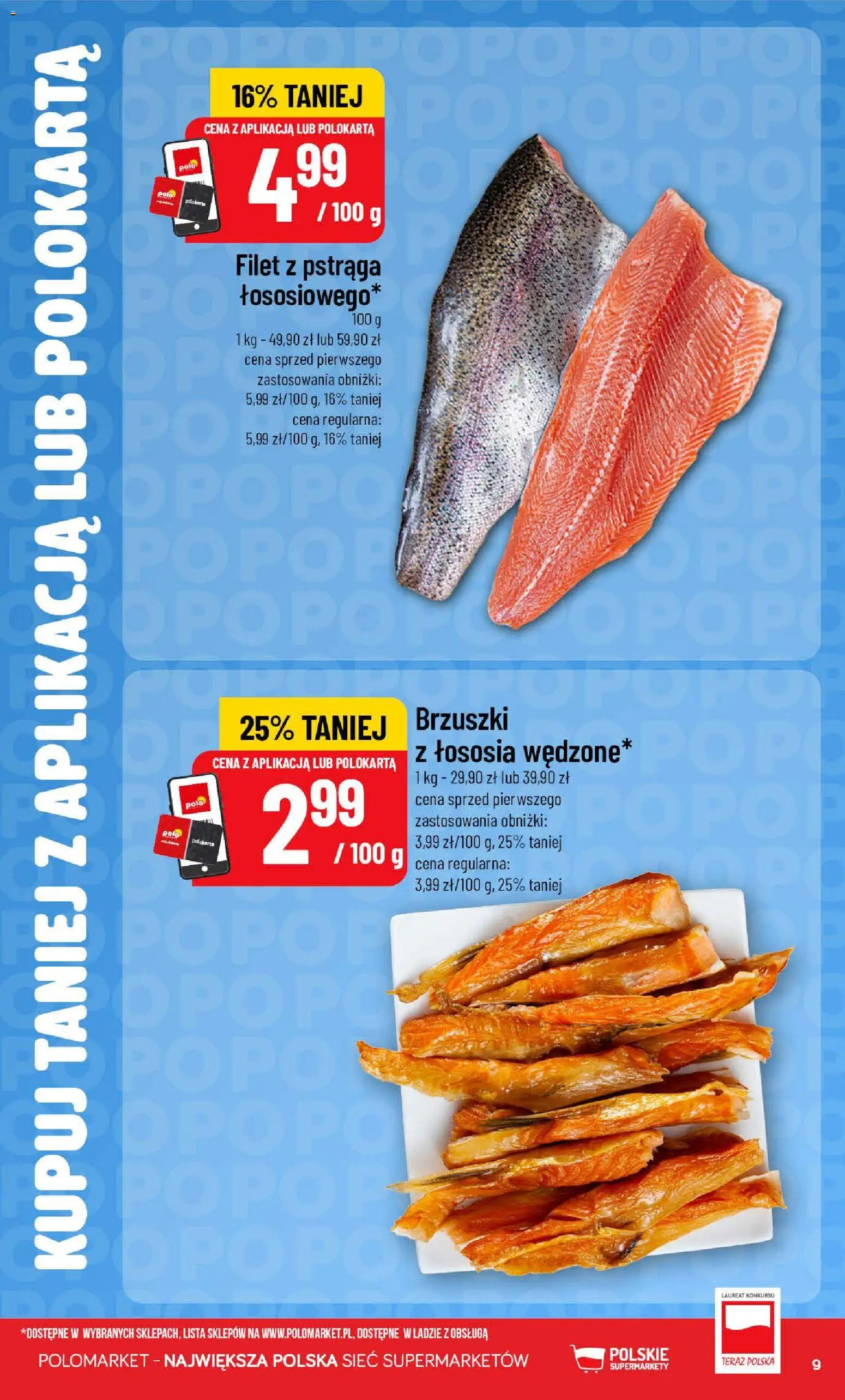 Nowa POLOmarket gazetka od jutra 14.10.2026 | Strona: 9 | Produkty: Filet, Brzuszki z łososia