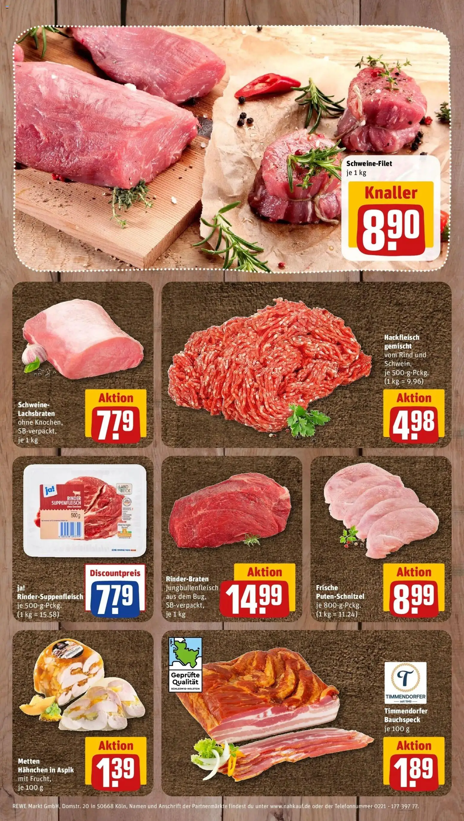 REWE Prospekt ab 19.10.2026 zum Blättern » Angebote | Seite: 8 | Produkte: Hahnchen, Schweinefilet, Suppenfleisch, Hackfleisch