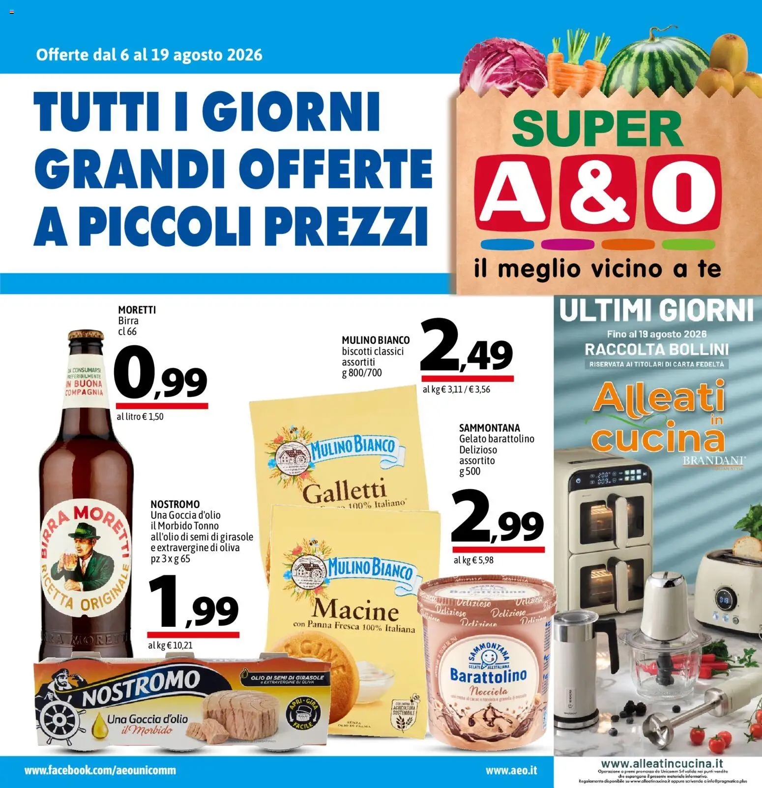 Volantino A&O del 06/08/2026 | Pagina: 1 | Prodotti: Olio di semi, Birra, Tonno, Semi di girasole