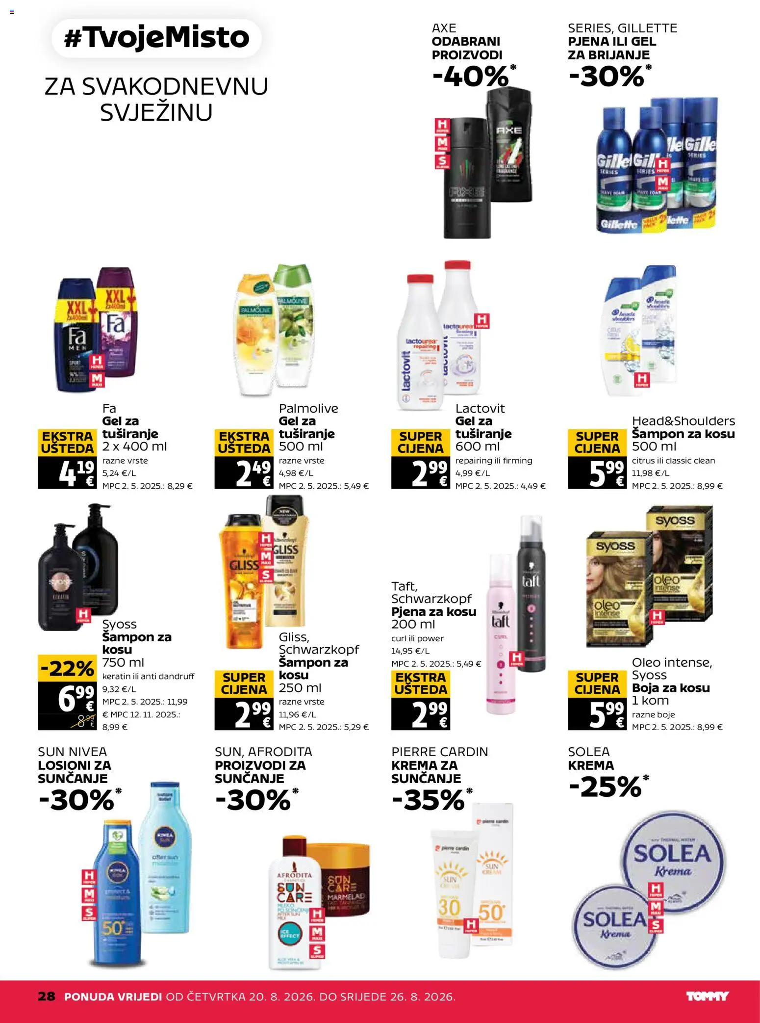 Tommy katalog | vrijedi od 20.08.2026 | Stranica: 28 | Proizvodi: Šampon, Boja za kosu, Krema, Nivea