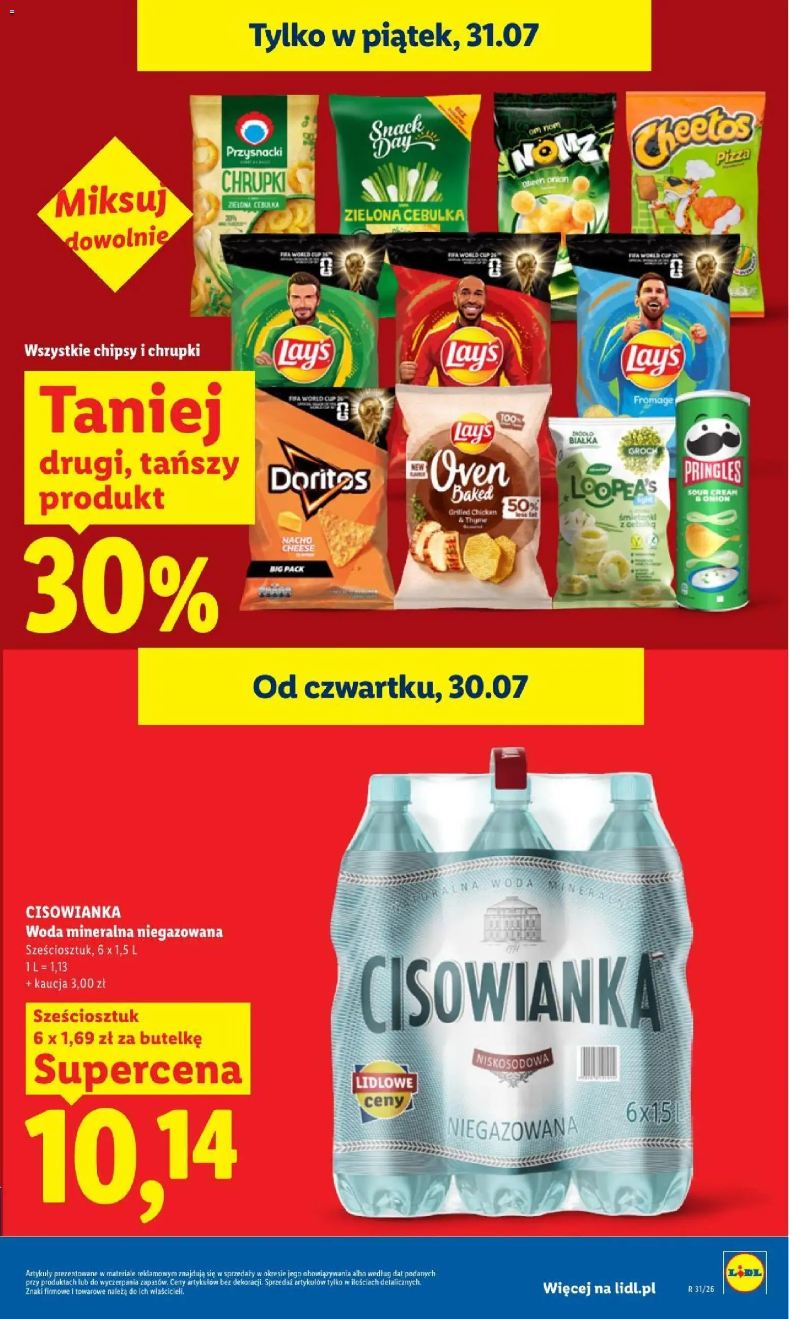 Lidl gazetka od 30.07.2026 | Strona: 25 | Produkty: Chipsy, Chrupki, Pizza, Woda