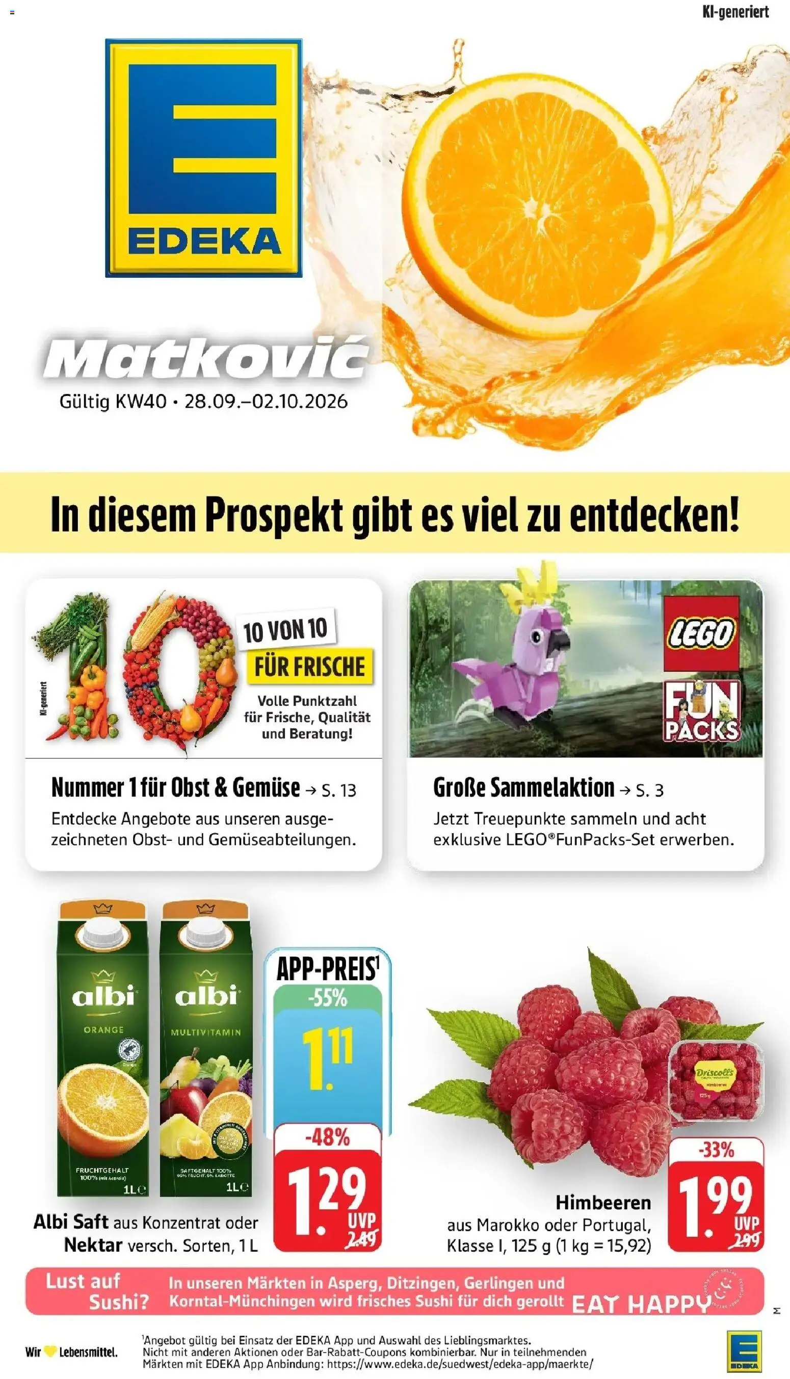 Edeka Prospekt Möglingen (ab 28.09.2026) » Angebote Online | Seite: 1 | Produkte: Himbeeren, Obst, Saft, Karotte
