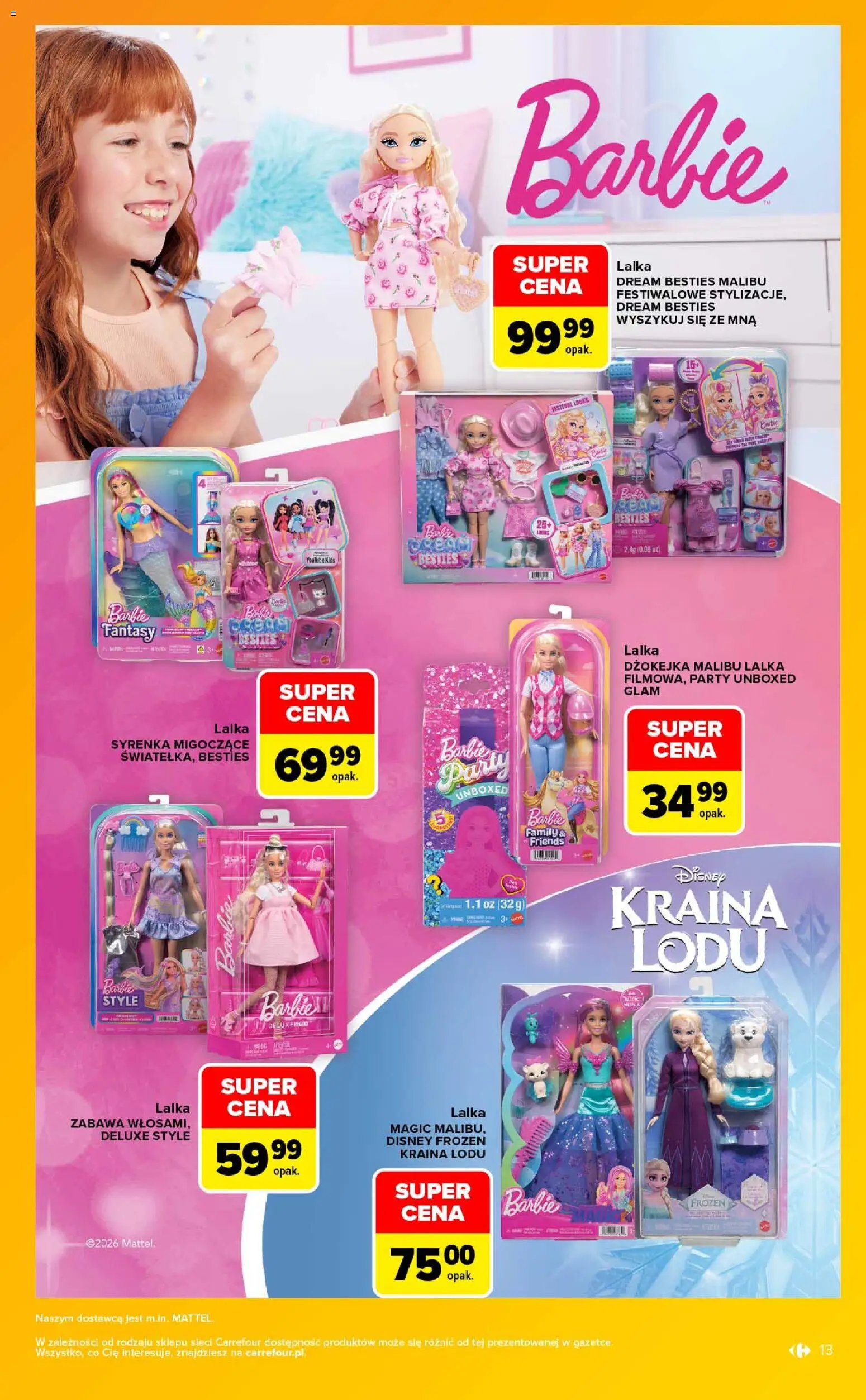 Carrefour gazetka - Same okazje od 24.08.2026 | Strona: 13 | Produkty: Lalka, Barbie, Malibu