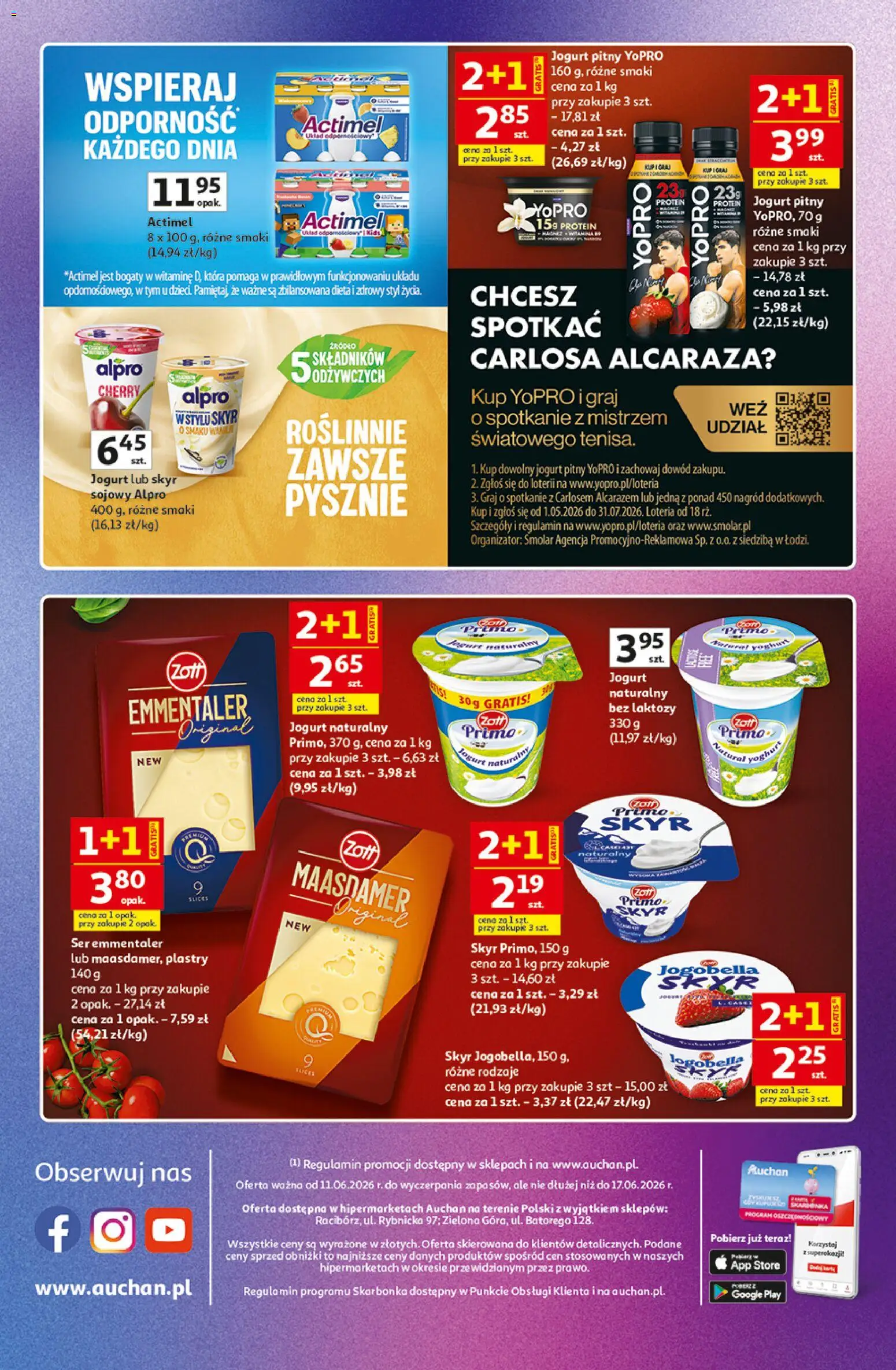Auchan gazetka - Znane Marki Hipermarket od 11.06.2026 | Strona: 44 | Produkty: Bez laktozy, Ser, Jogurt, Skyr