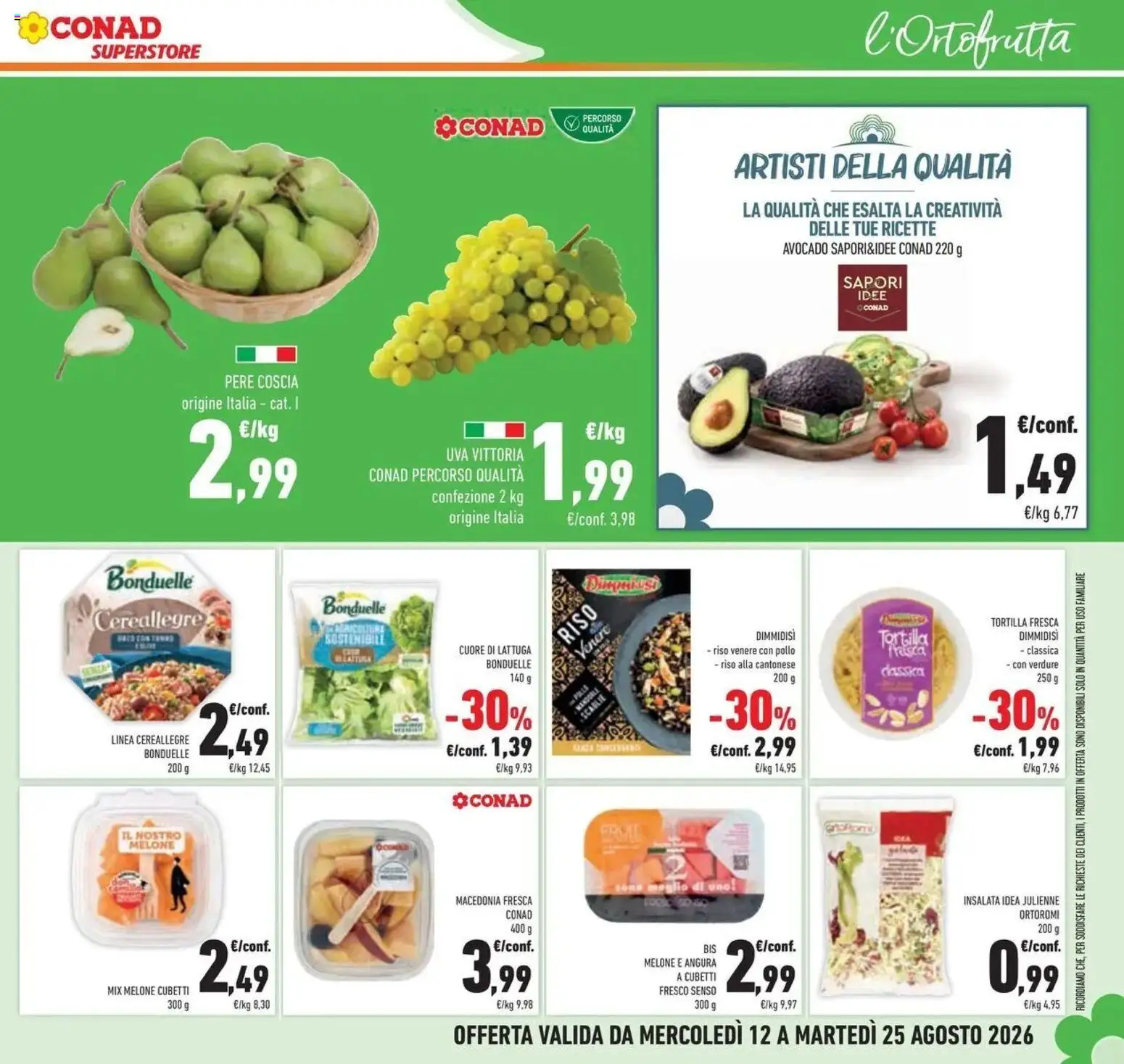 Volantino Conad dal 12/08/2026 > Anteprima | Pagina: 7 | Prodotti: Pere, Verdure, Uva, Macedonia