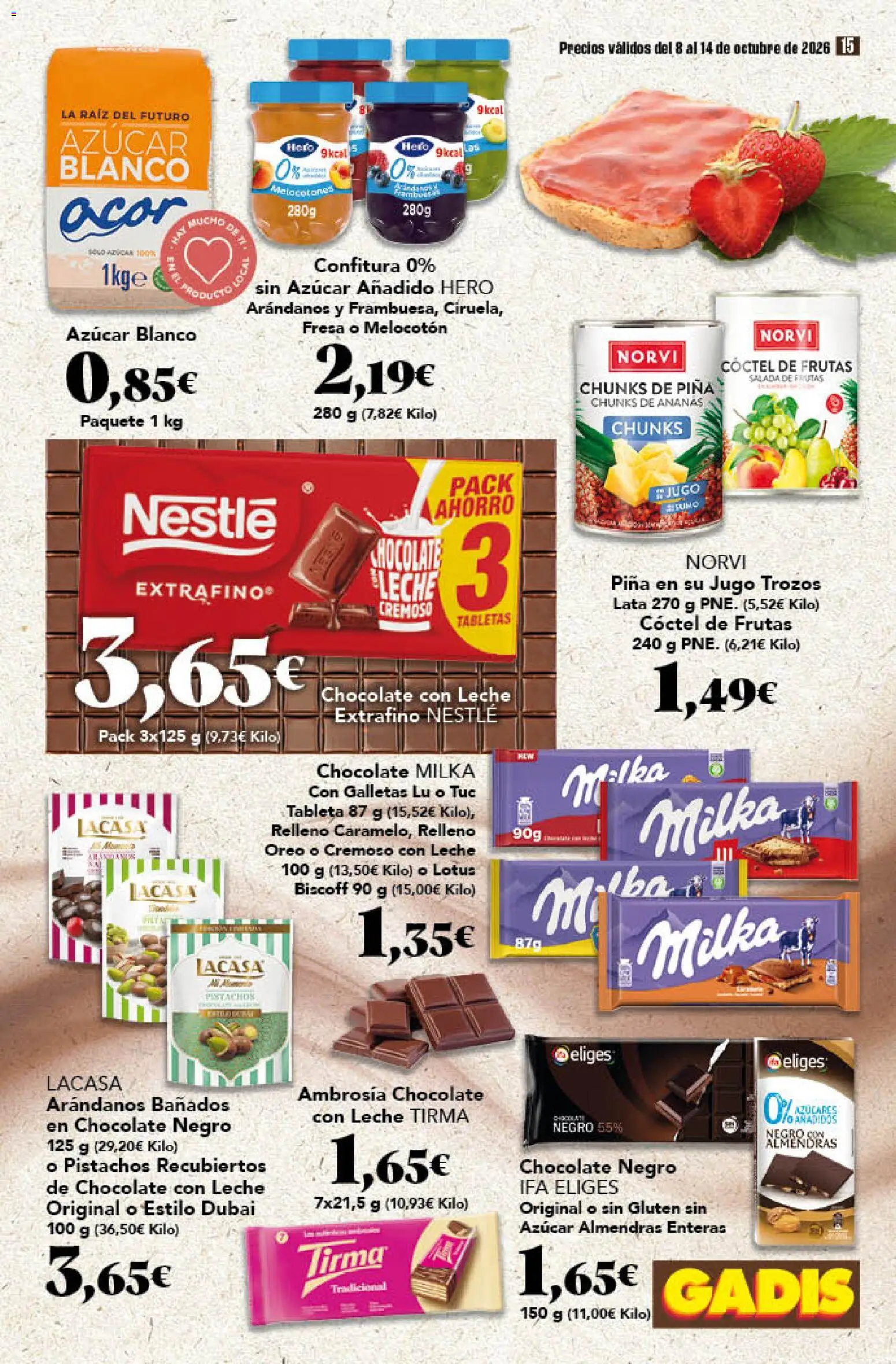 Gadis - folleto │ válido desde el 08/10/2026 | Página: 15 | Productos: Chocolate, Piña, Chocolate con leche, Arándanos