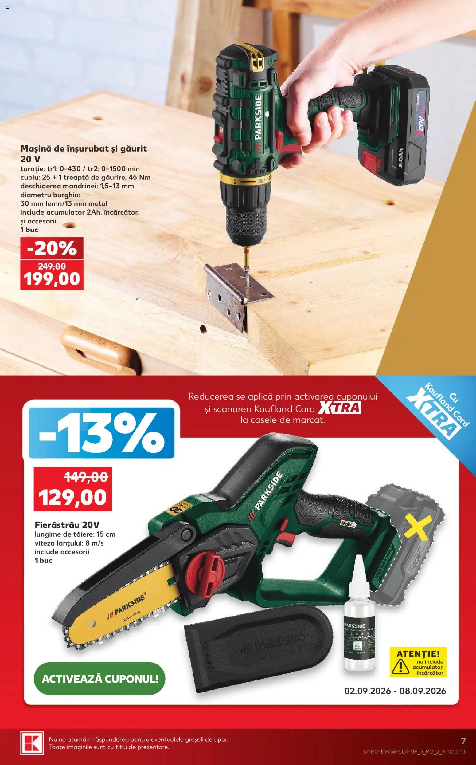 Noul catalog Kaufland – valabil de la 02.09.2026 | Pagină: 7 | Produse: Încărcător, Masina de Insurubat, Aplică, Parkside