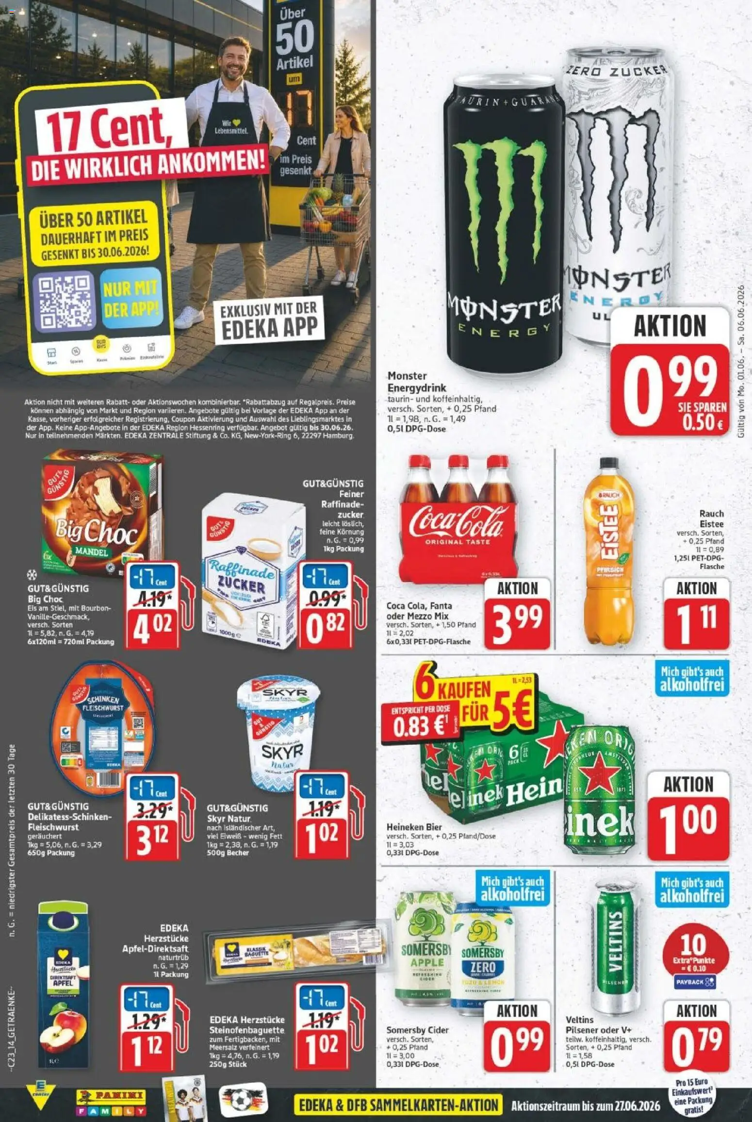 E center Prospekt – gültig ab 01.06.2026 | Seite: 18 | Produkte: Mezzo mix, Bier, Baguette, Apple