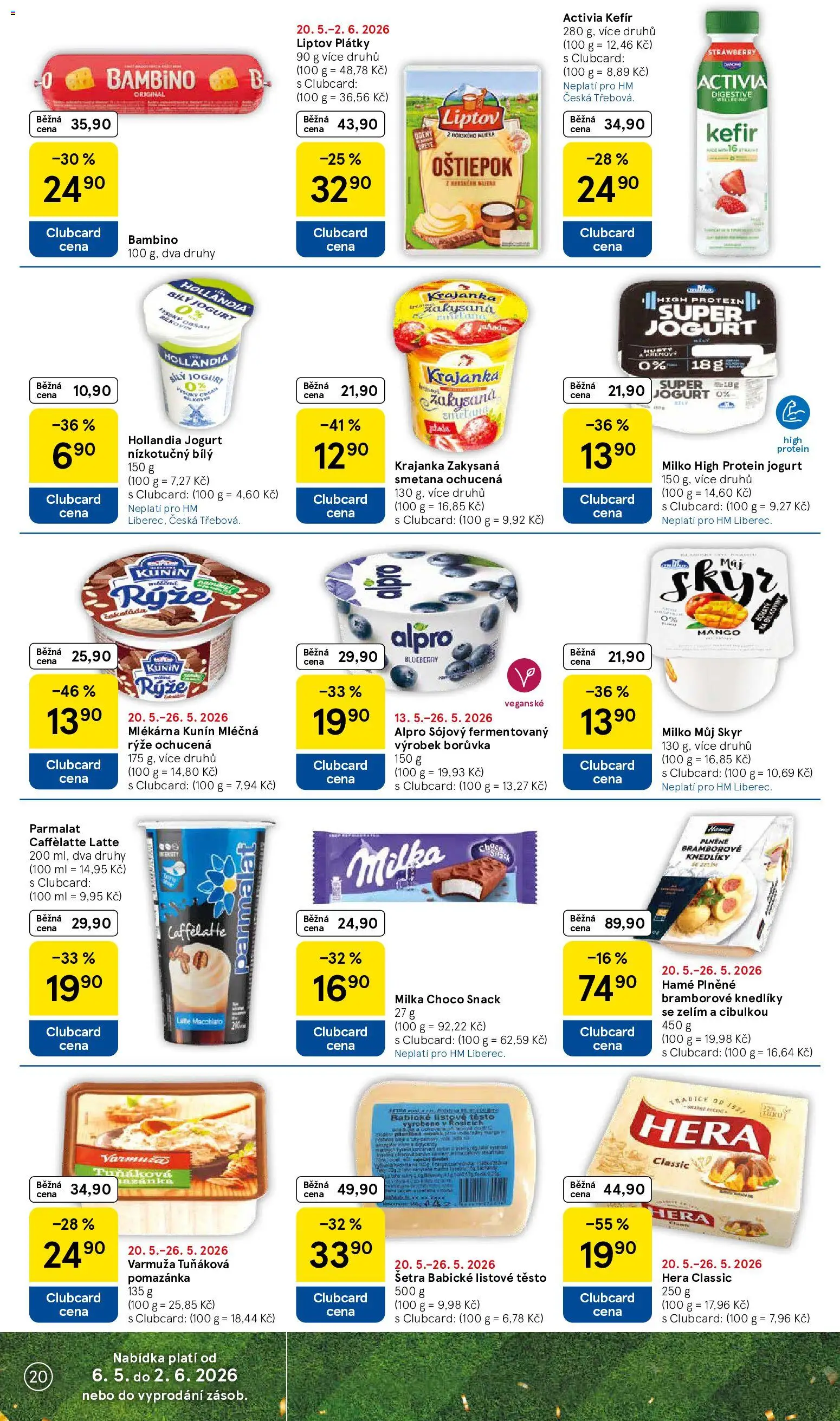 Tesco leták - Hypermarket od 20.05.2026 | Strana: 20 | Produkty: Rýže, Tuňáková pomazánka, Bílý jogurt, Alpro