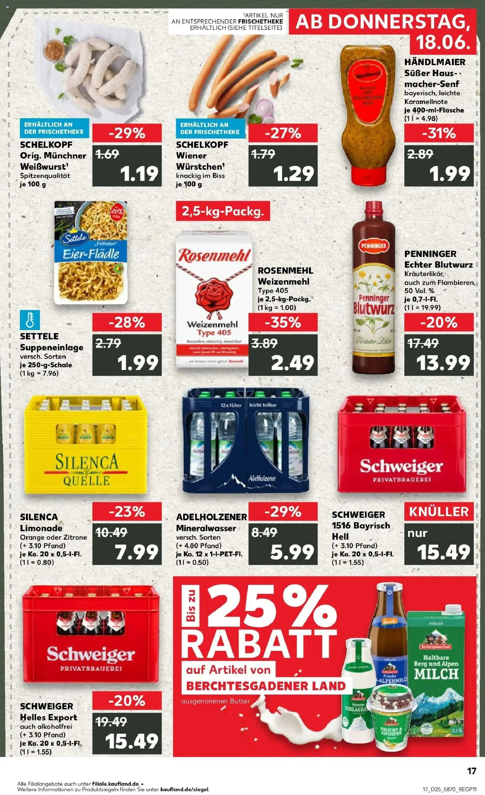 Kaufland Prospekt Markt Schwaben – gültig ab 14.06.2026 | Seite: 26 | Produkte: Wiener wurstchen, Adelholzener, Weißwurst, Mineralwasser