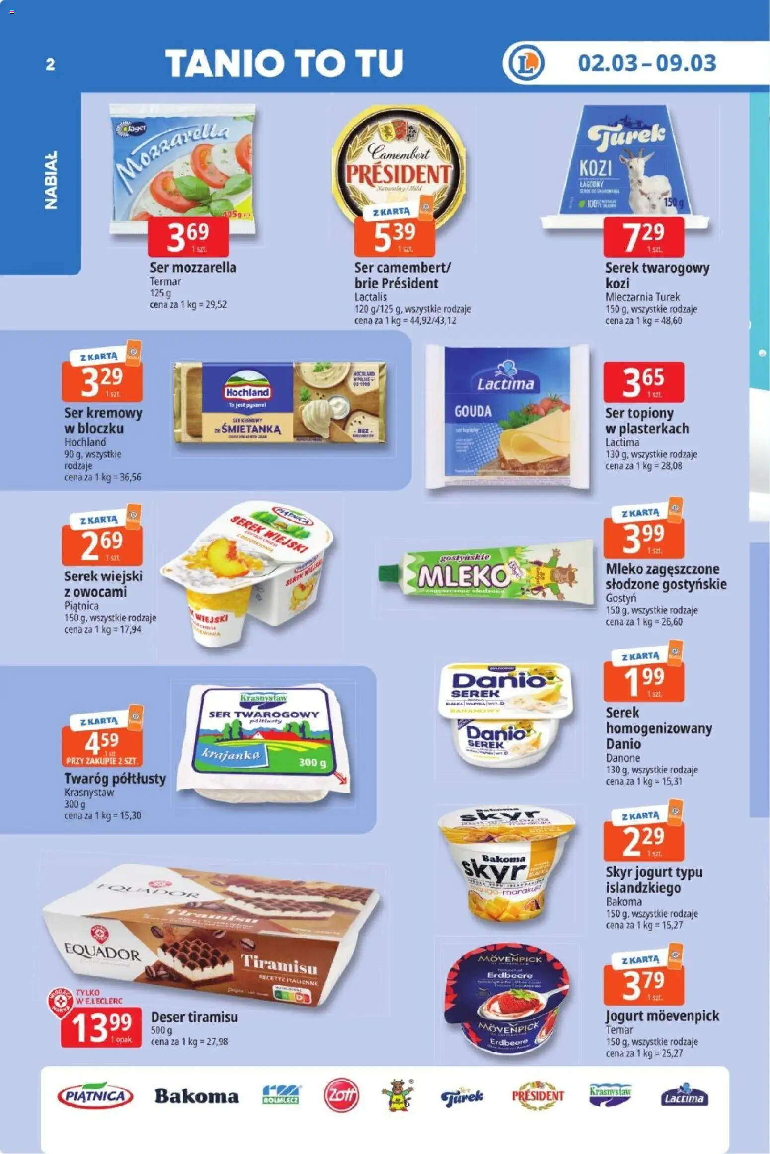 E.Leclerc Gazetka  od 02.03.2026 | Strona: 2 | Produkty: Ser topiony, Jogurt, Twaróg, Ser twarogowy