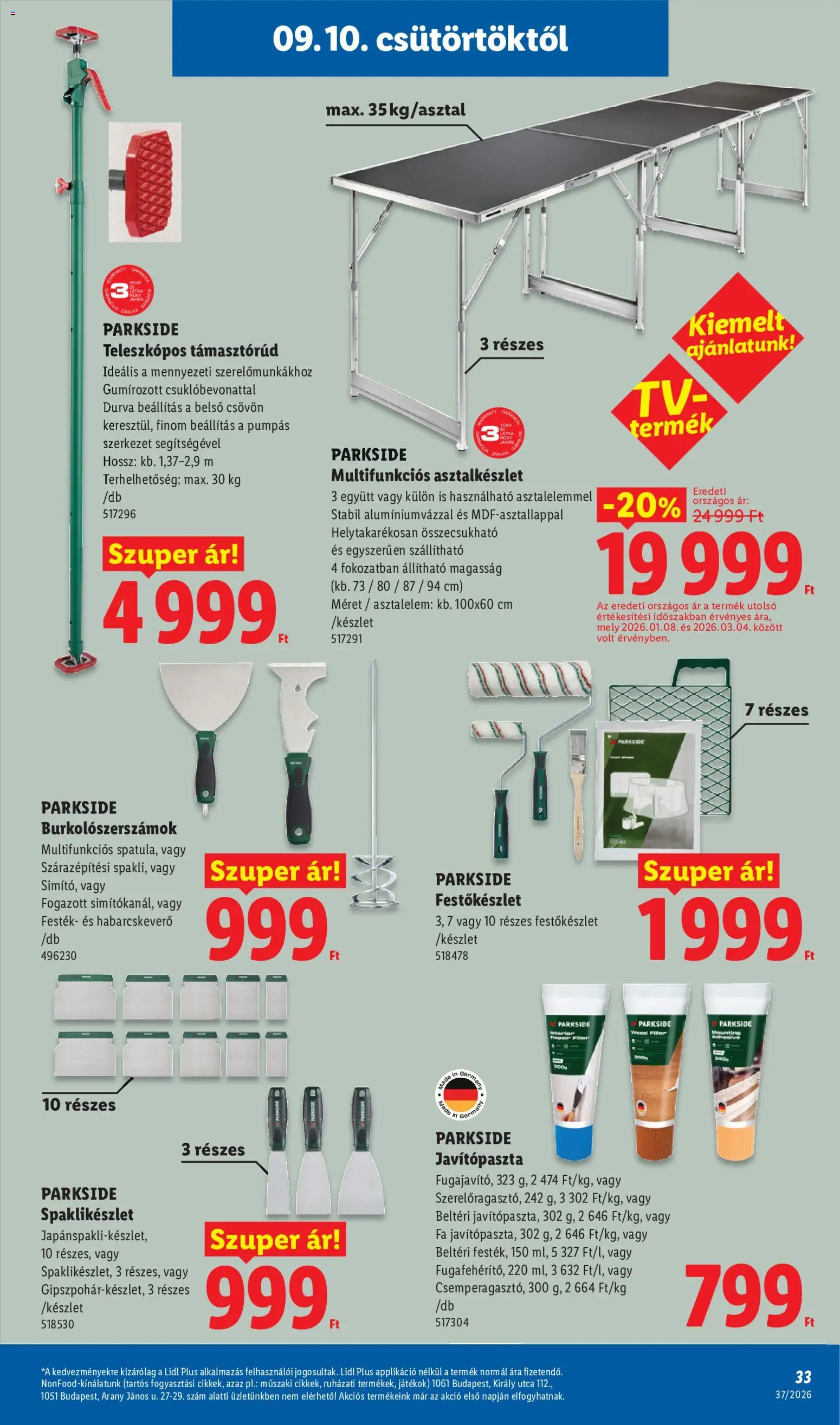 Lidl akciós ujság - amely érvényes a következő dátumtól: 2026.09.10. | Oldal: 33