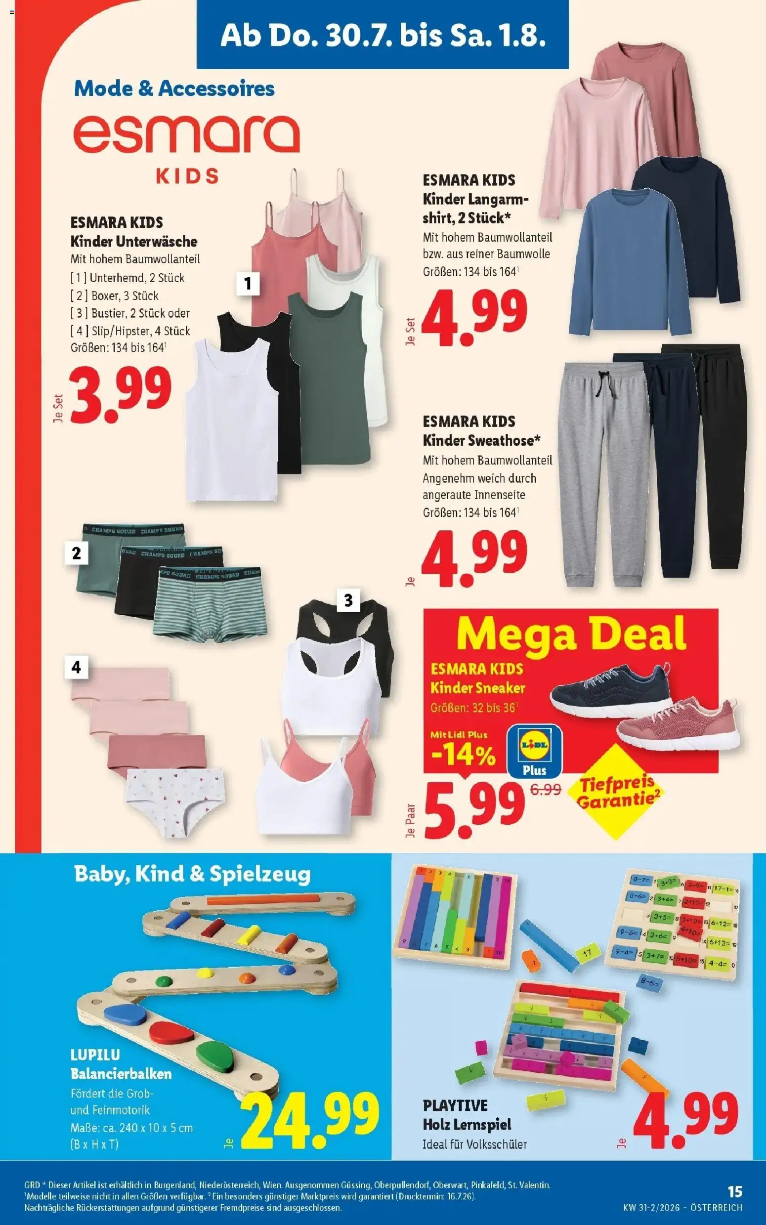 Lidl Flugblatt - Wien, Langenzersdorf, Zwettl gültig ab 30.07.2026 | Seite: 17 | Produkte: Unterwäsche