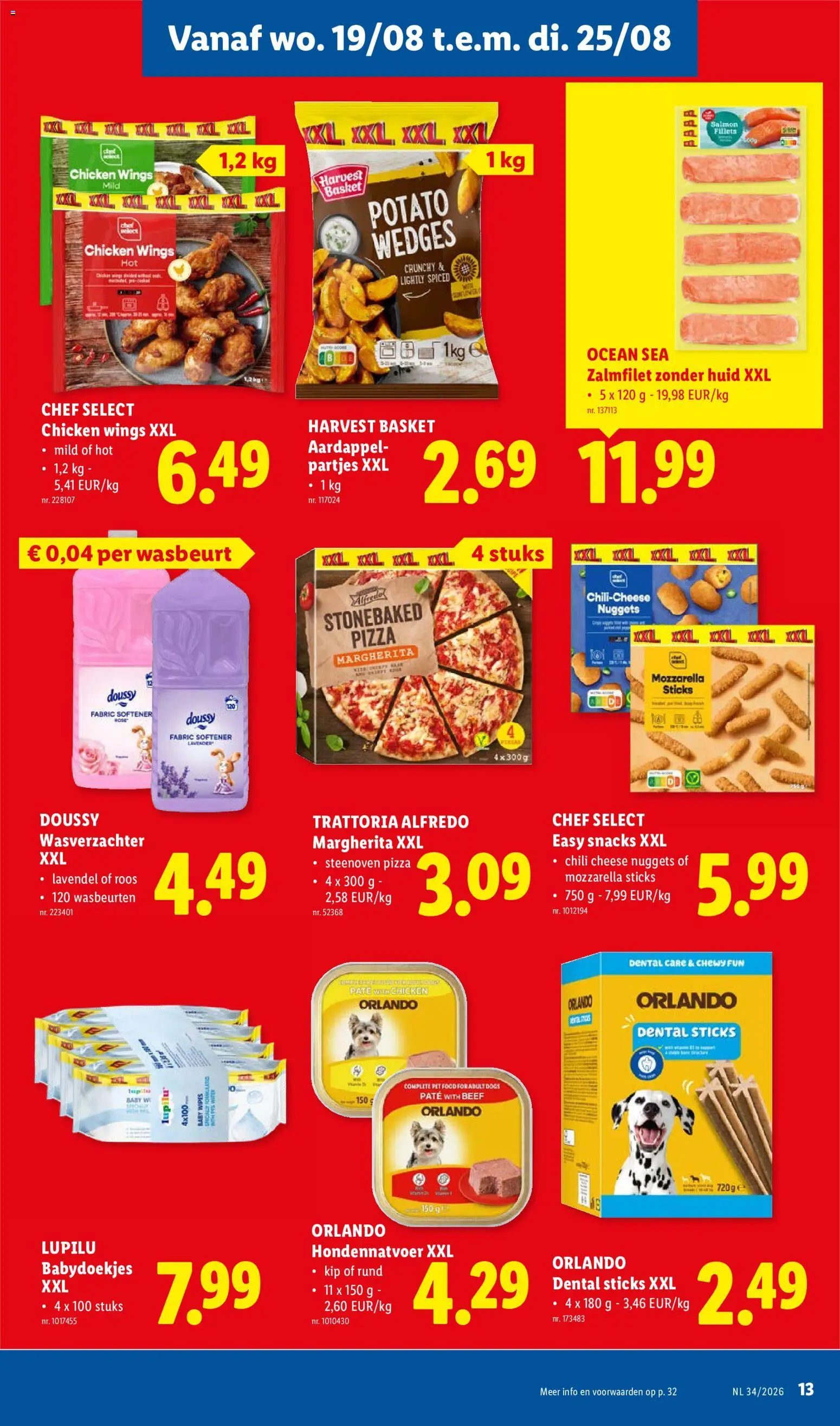 {H1} | Pagina: 13 | Producten: Pizza, Mozzarella, Babydoekjes, Kip
