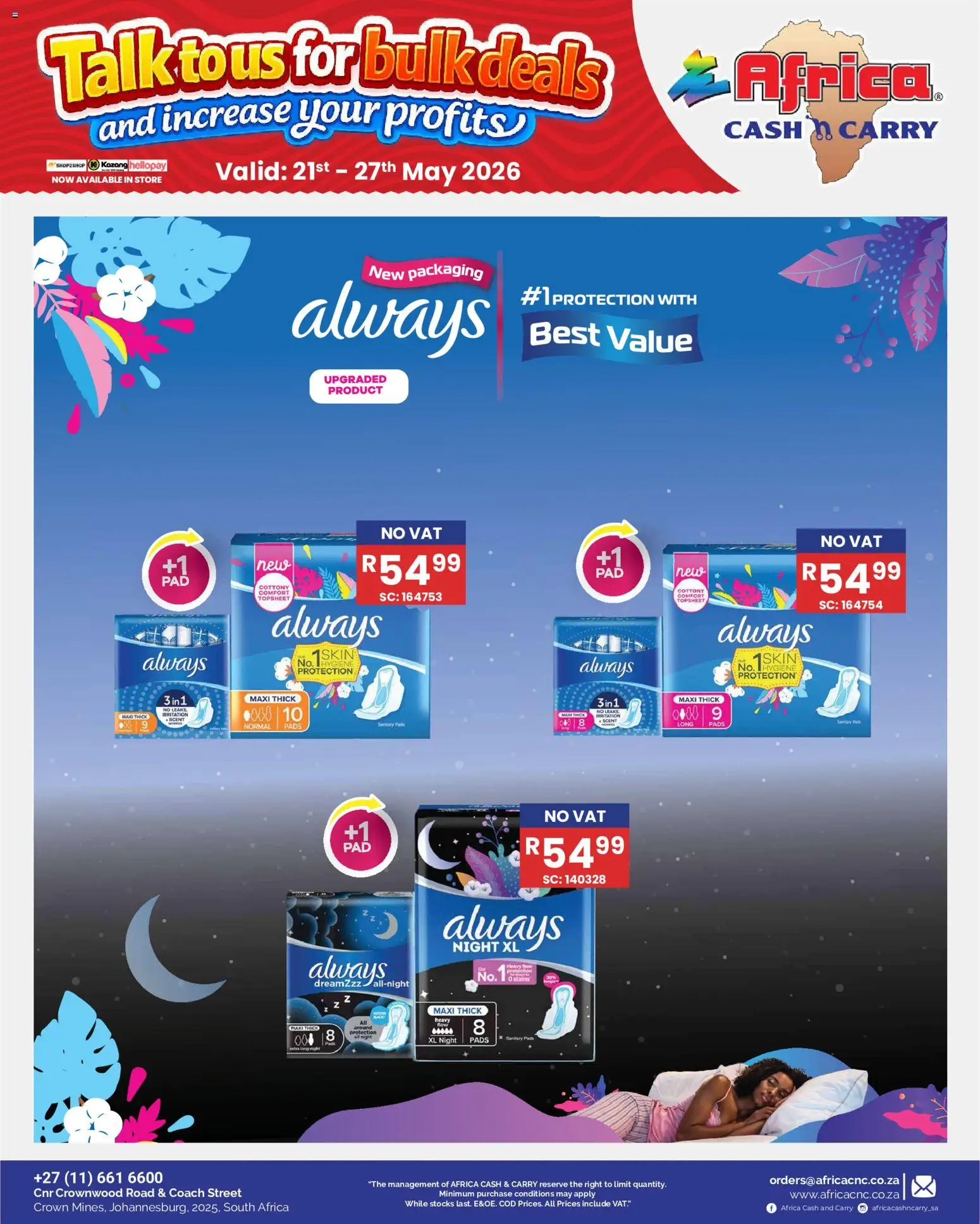 New Africa Cash & Carry catalogue – valid from 21.05.2026 | Page: 61 | Products: Pads
