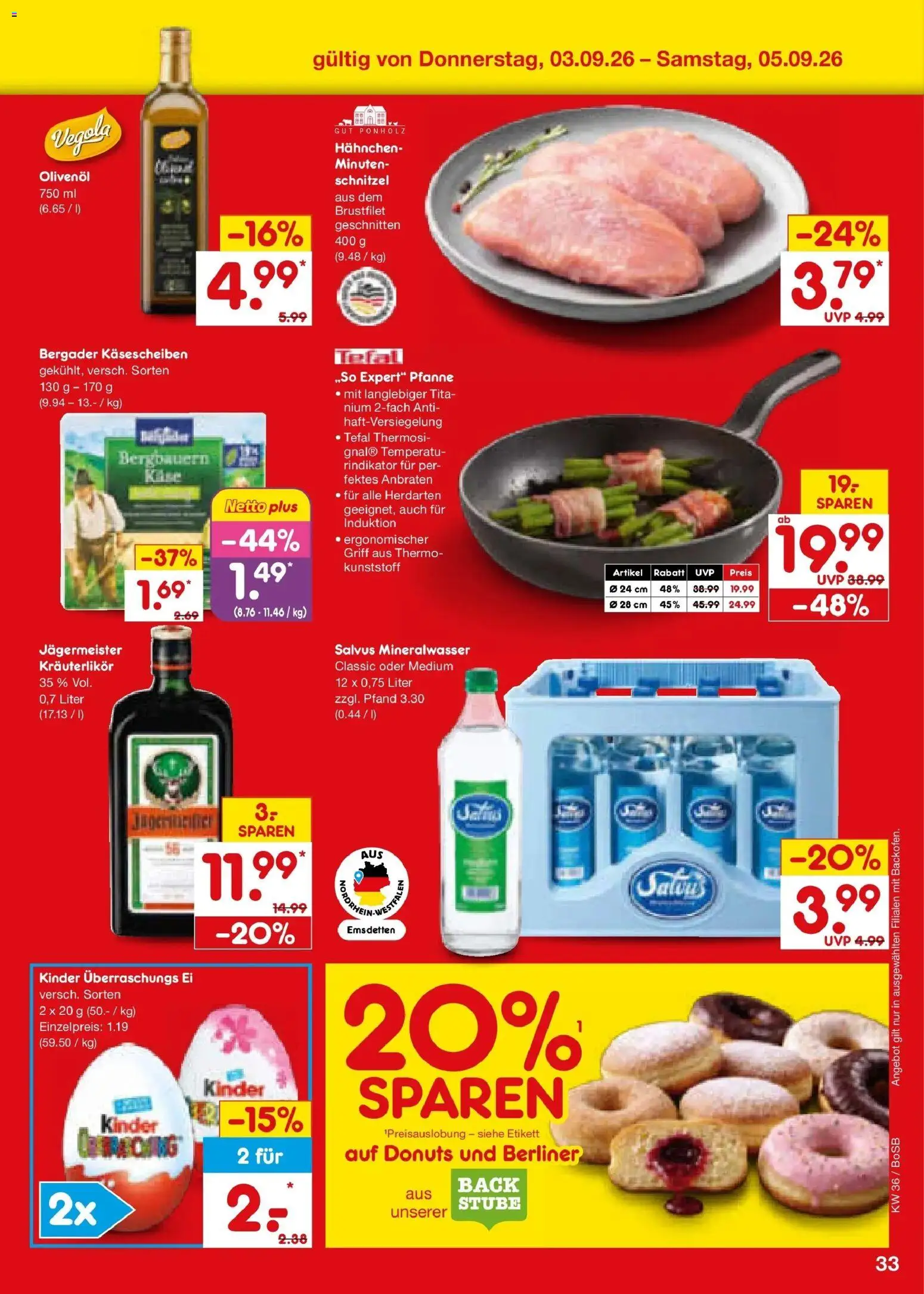 Netto Marken-Discount Prospekt Stadtlohn – gültig ab 31.08.2026 | Seite: 45 | Produkte: Olivenol, Schnitzel, Donuts, Jägermeister